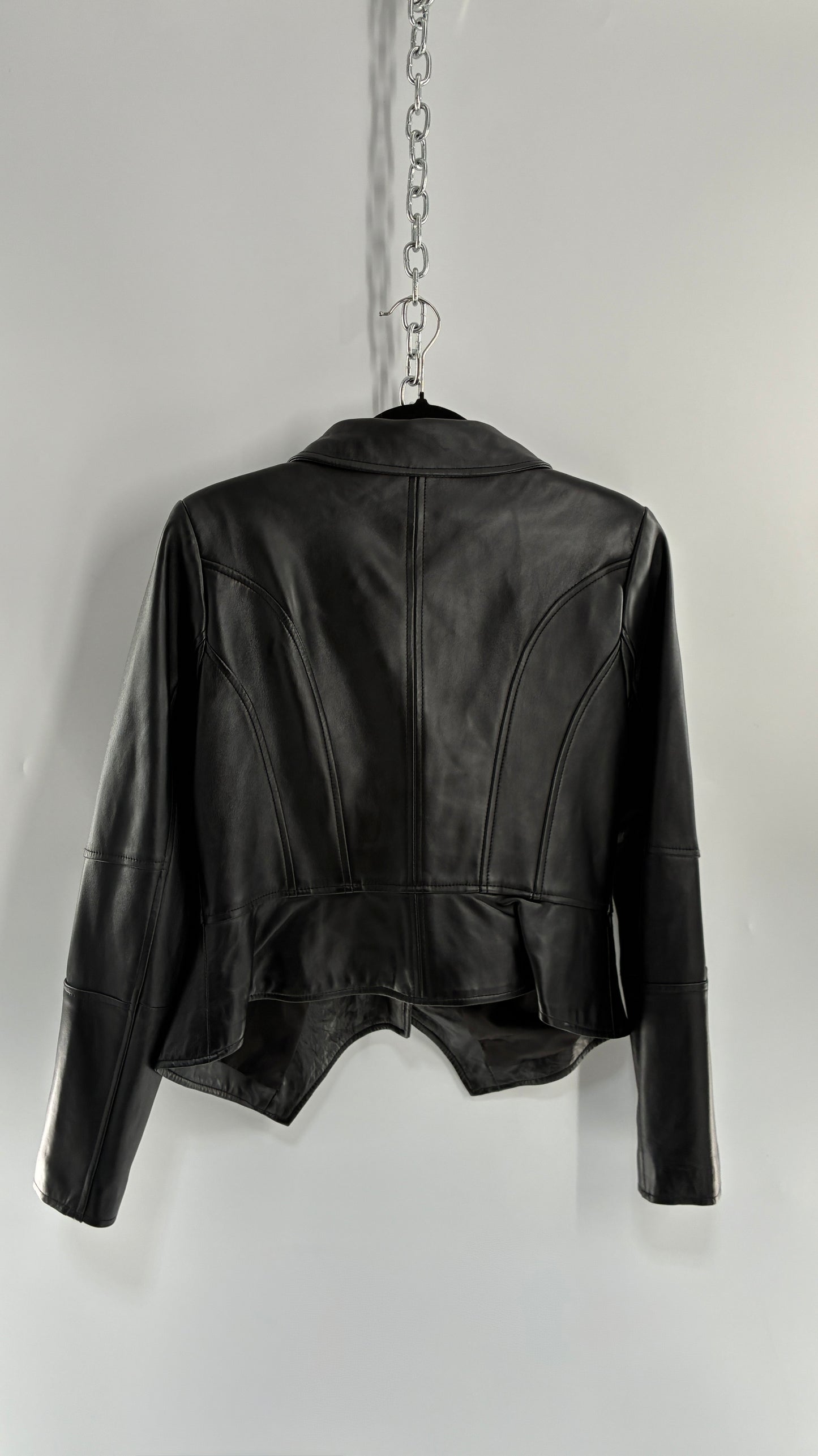 Deadstock Vintage GET IT LOVE IT Black Genuine Leather Motorcycle Style Jacket (10)