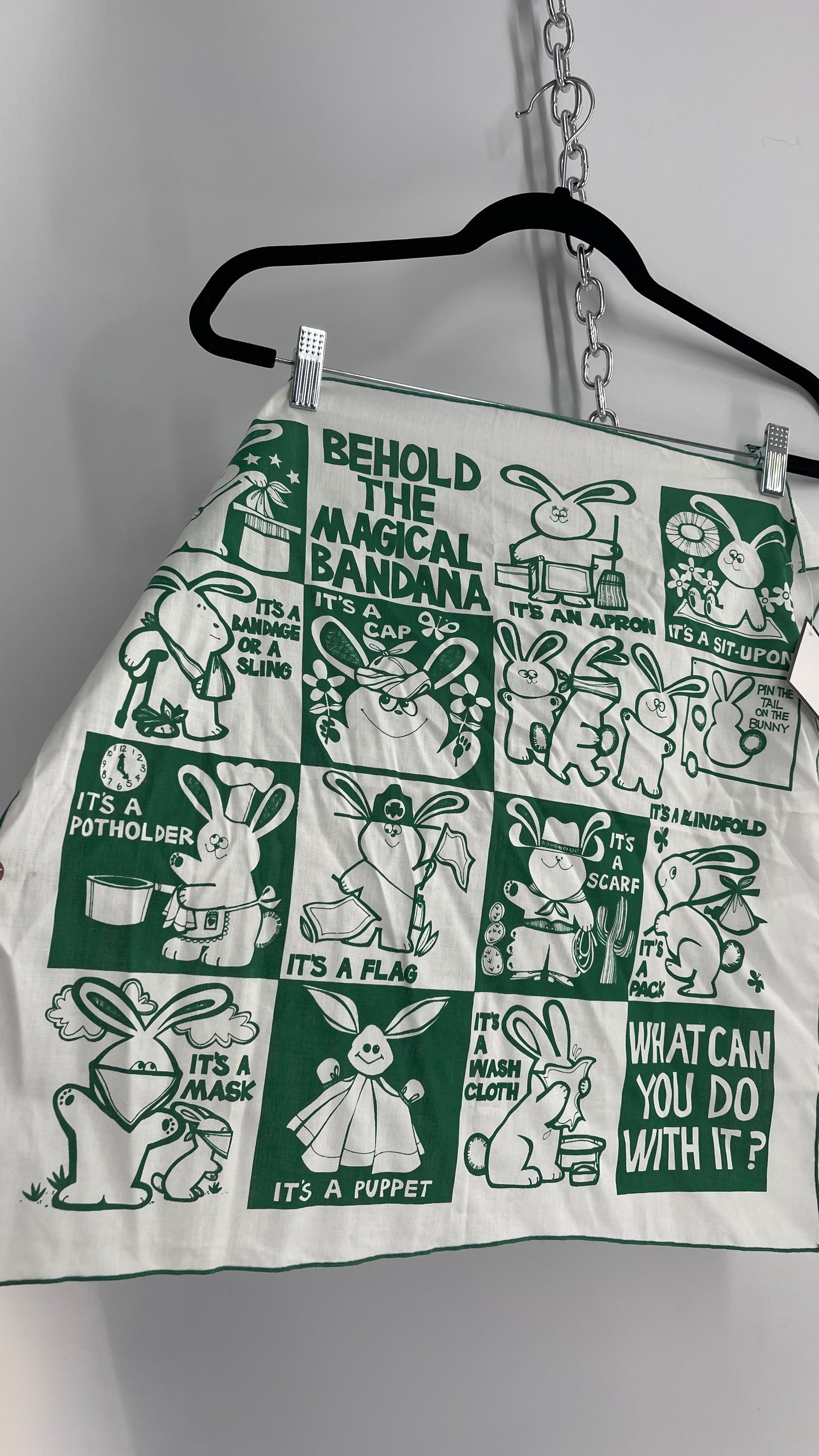 Vintage Rare 1970s Girl Scouts Magical Bandana with Bunny Graphics