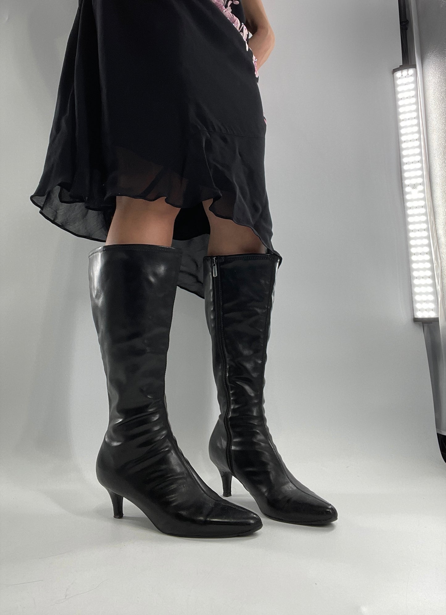 Vintage Kitten Heel Knee High Boots