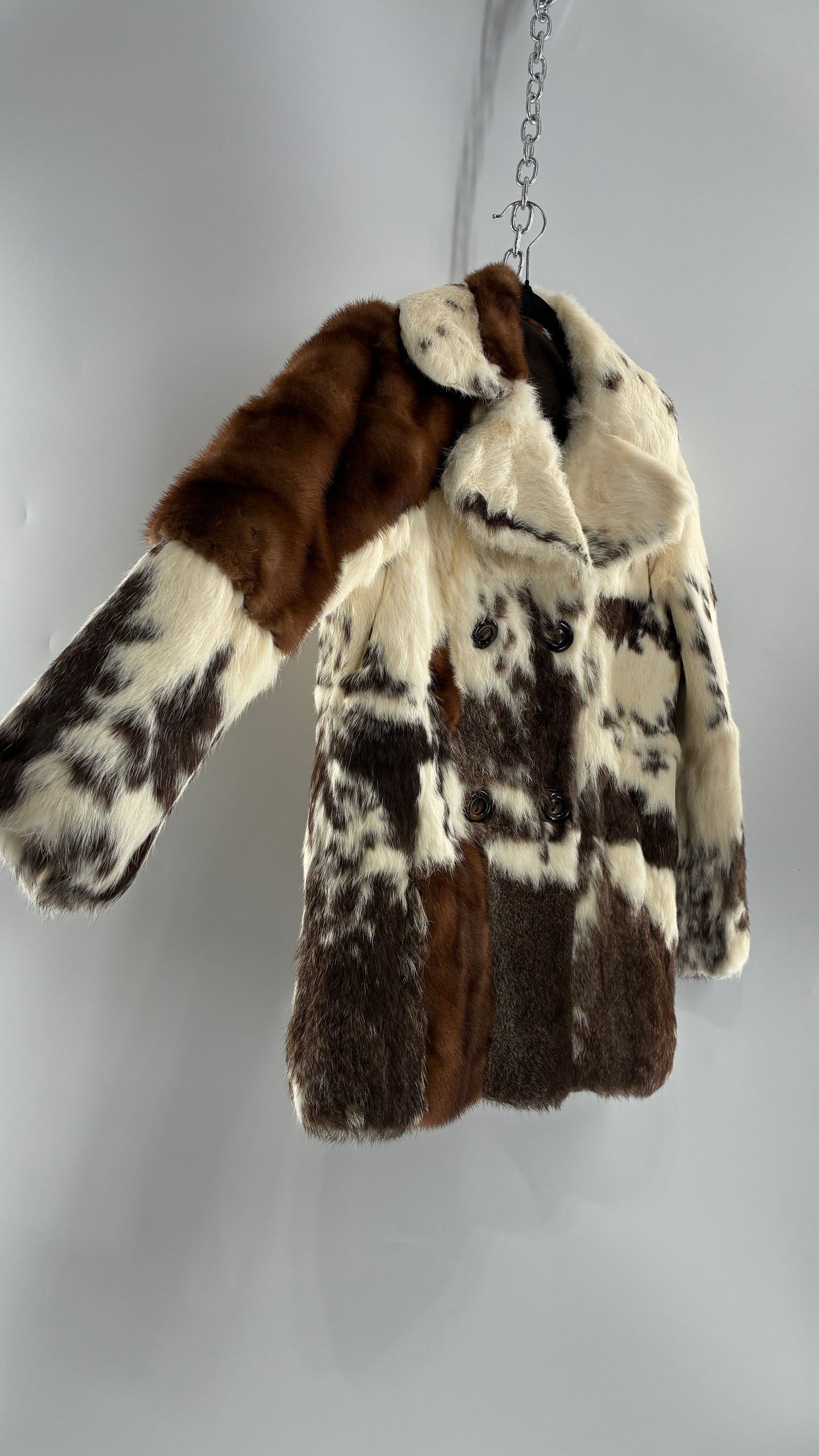 Vintage No Tags Handmade Patchwork Genuine Fur Coat (Medium)