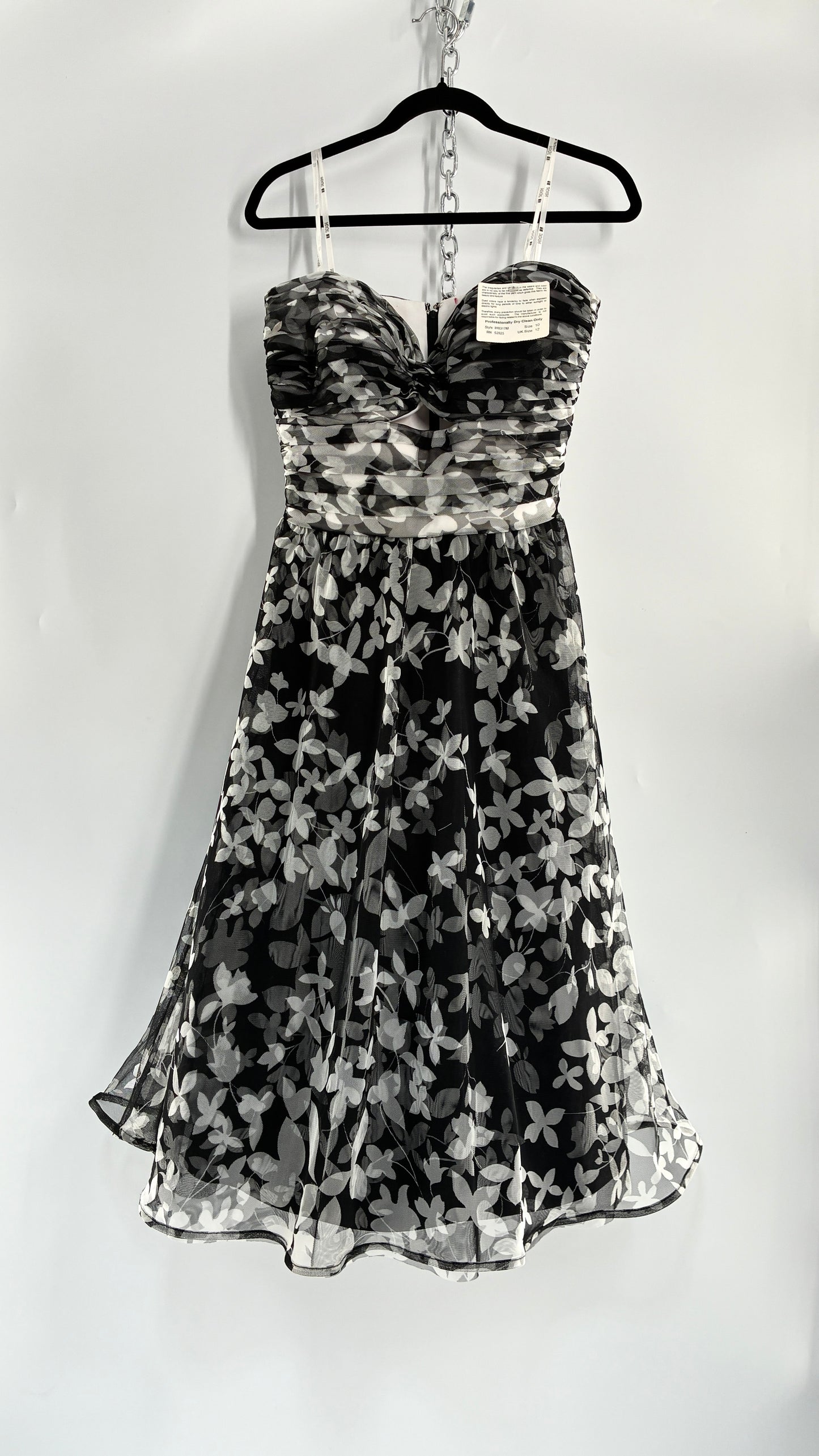 Deadstock Vintage TADASHI Ruched Bust Circle Skirt 1950s Style Black and White Dress (10)