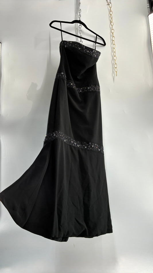 Vintage HAUTE COUTURE OBSESSIONS Black Beaded Maxi Dress (8)
