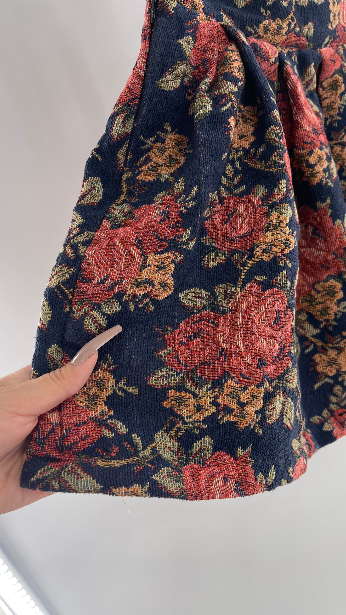 DAIA Micro Mini Floral Tapestry Skirt (Small)