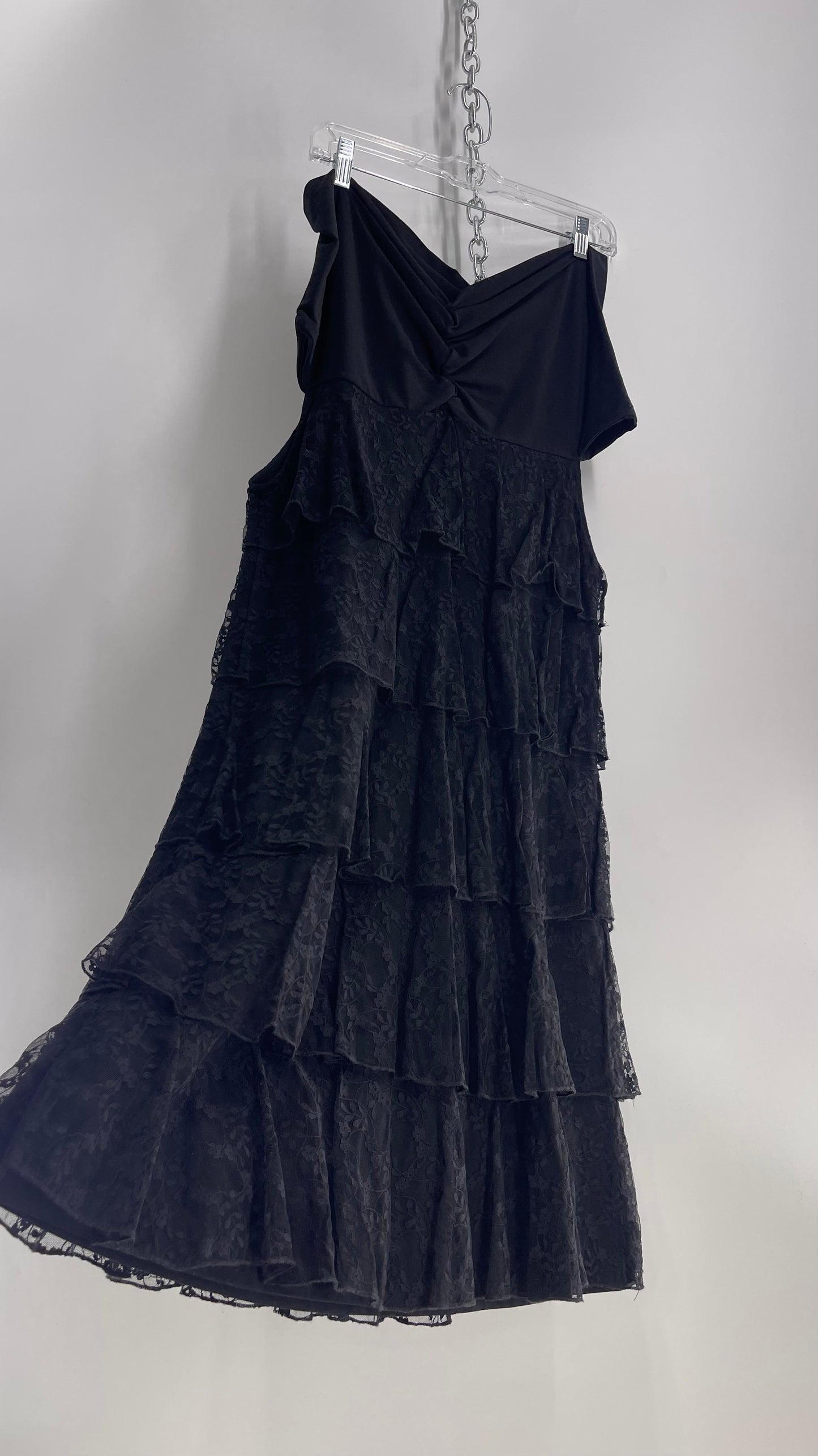 Anne Fontaine Vintage Black Layered Lace Ruffle Dress/Skirt with Tags Attached (40)