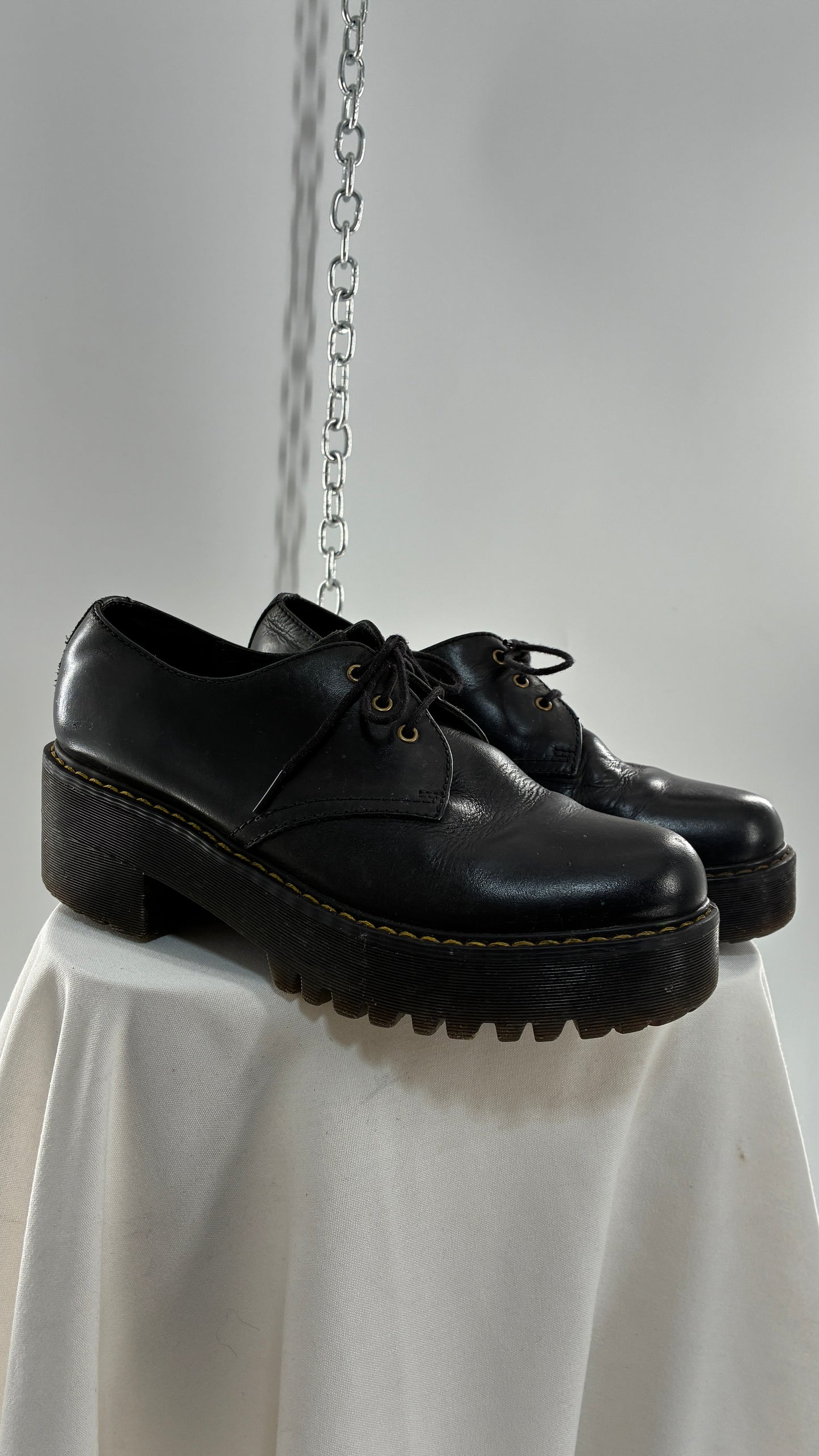 Vintage Doctor Martens Black Leather, Platform, Chunky Oxfords (9)