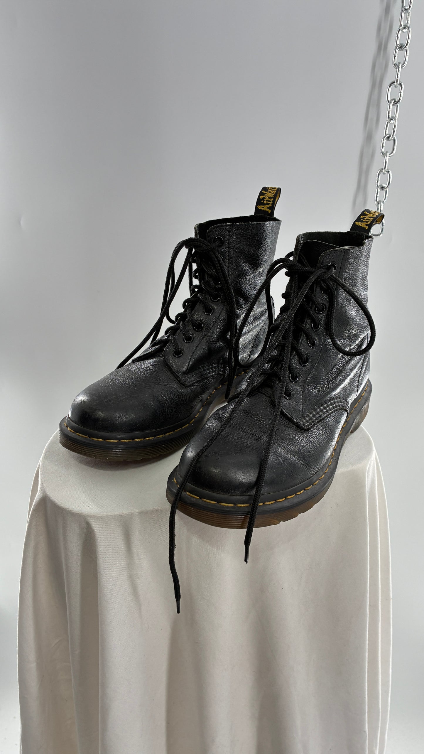Vintage Dr. Martens 1460 Pascal Virginia Soft Leather Black Boots (8L)