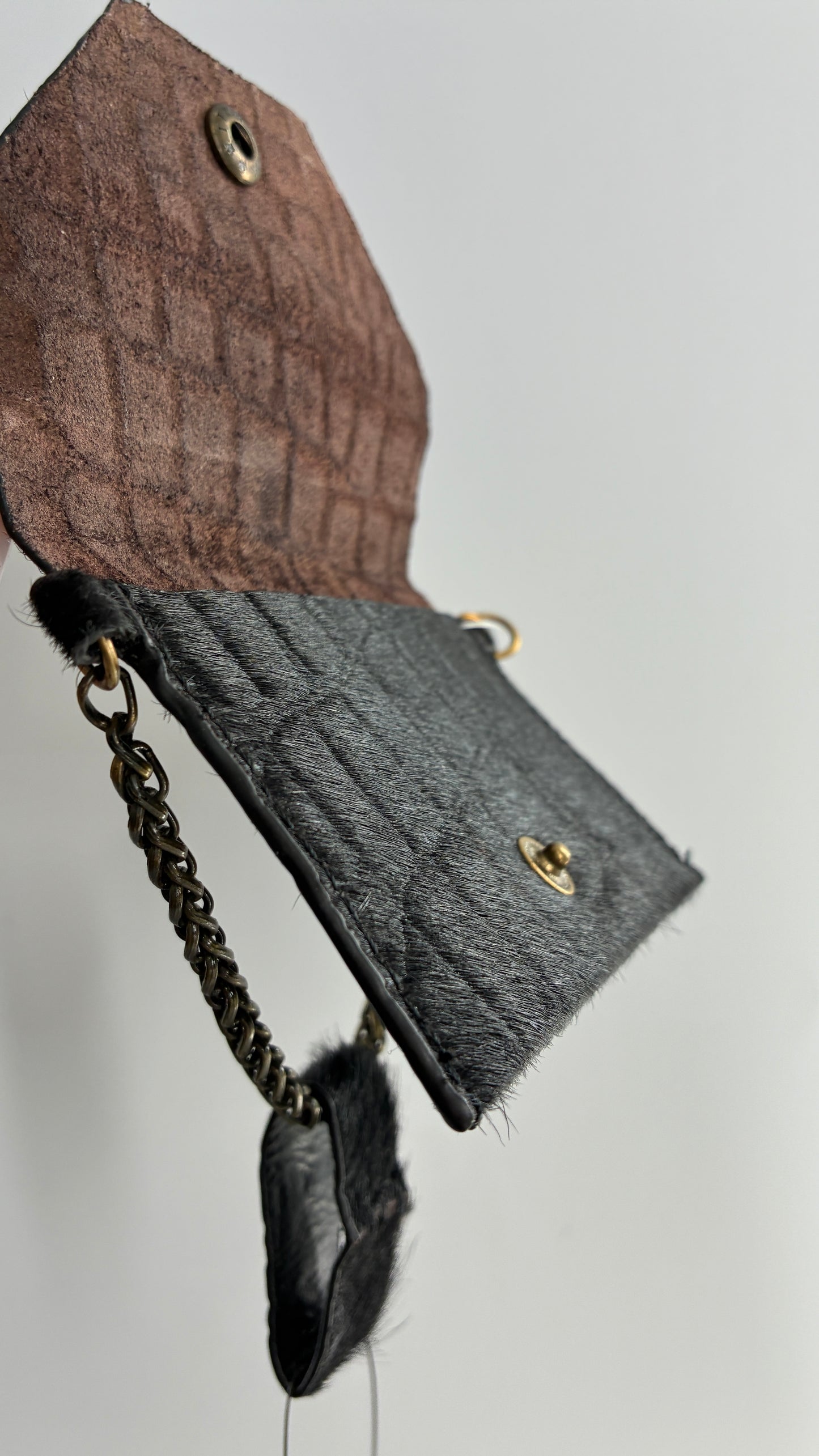 Free People Leather Belt Coin/Card Pouch with Brass Hardware