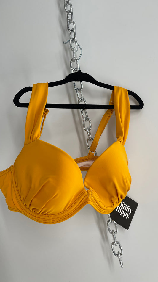 Out From Under Yellow Underwire Ruched Cup Pleated Strap (Small)