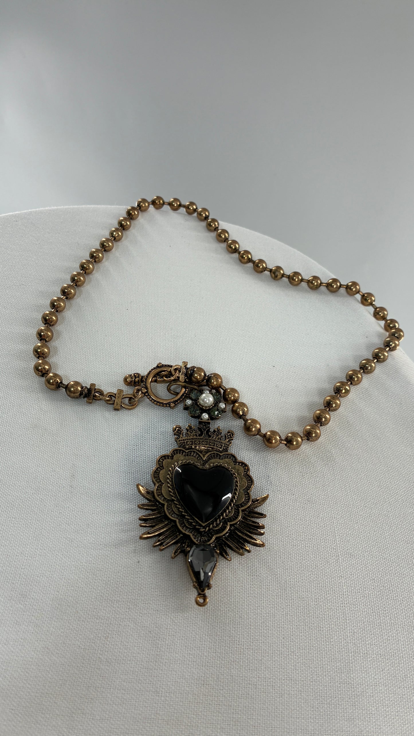 Brass Choker with Black Heart Decal
