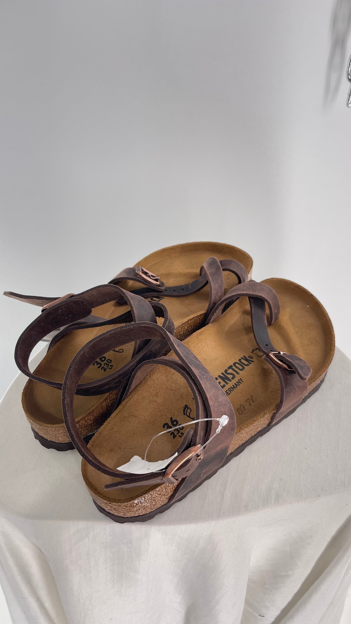 BIRKENSTOCK YARA Leather Strappy Sandal with Tags Attached (36)