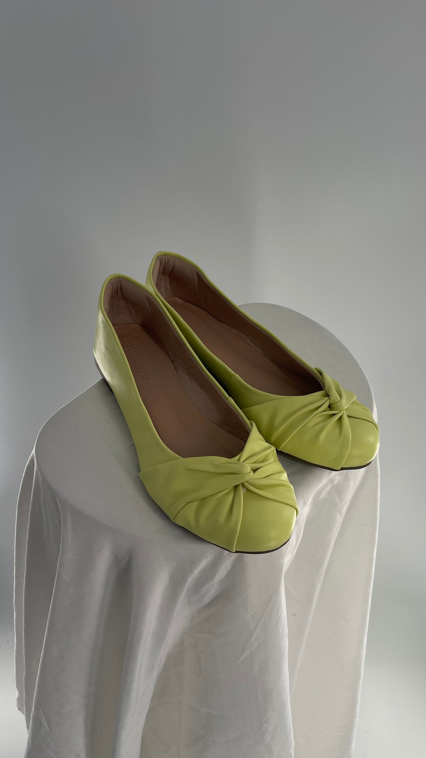 Brazilian Sonhos Dos Pés Neon Yellow Ruched Ballet Flat (37)