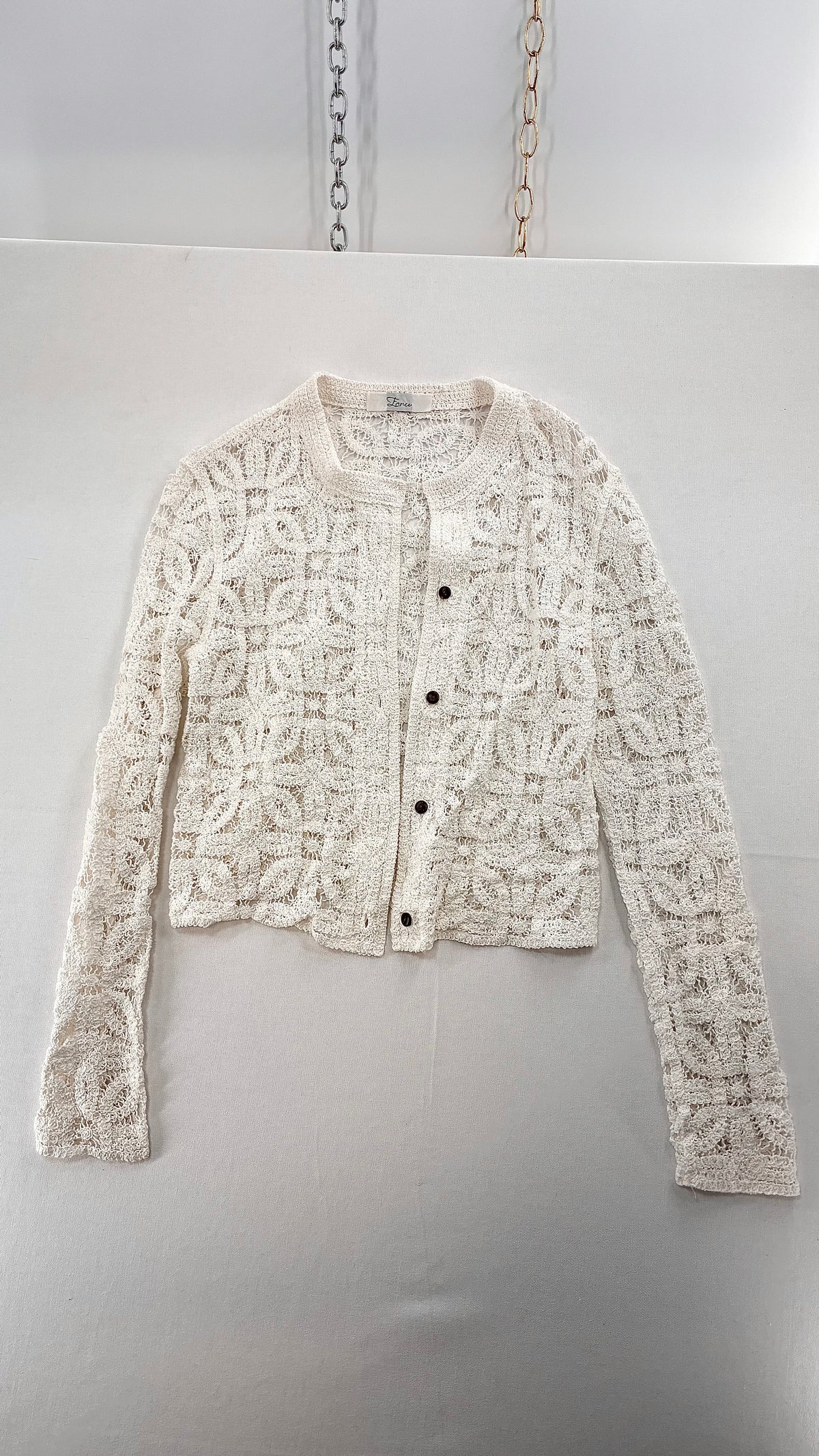 Imported Portuguese 100% Cotton Crochet Cardigan NWOT (Medium)