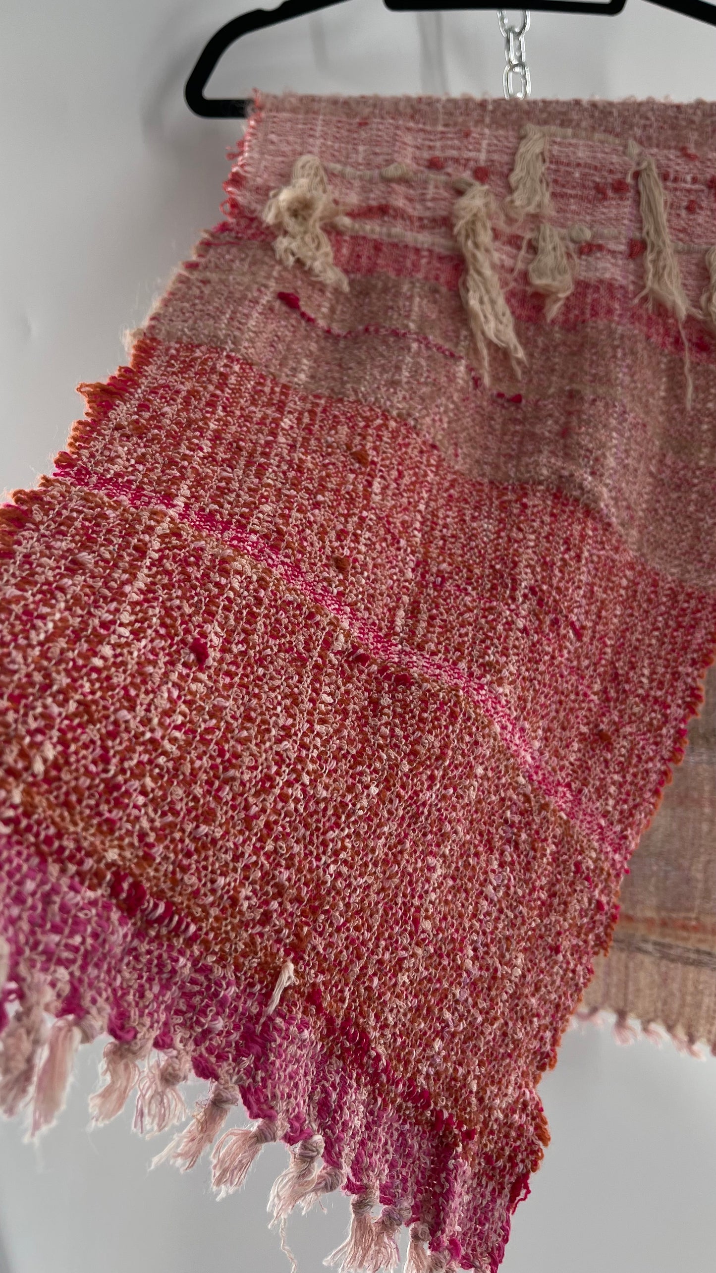 Anthropologie ALL ROADS Pink and Red Hand Knit Scarf