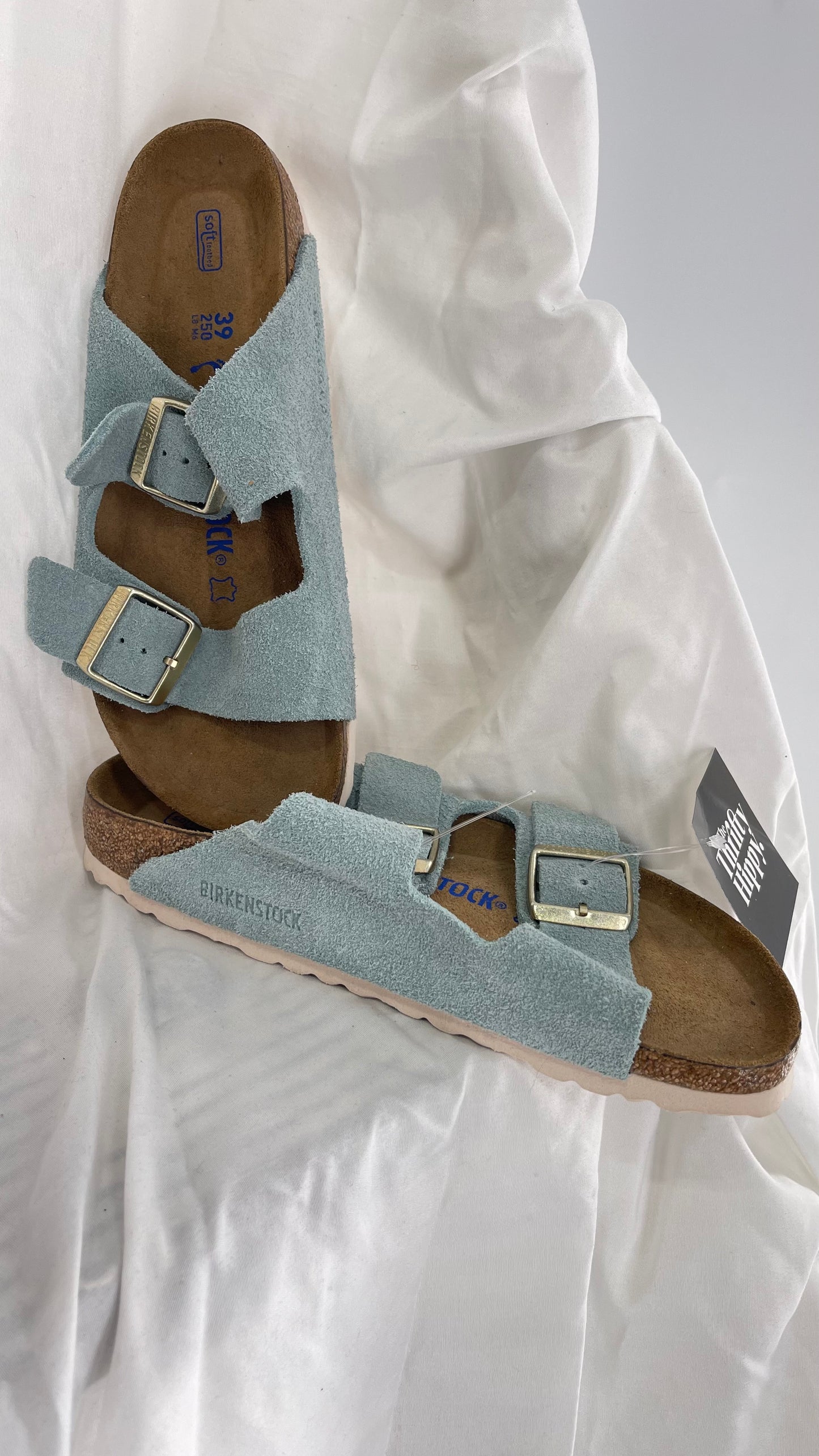 Birkenstock Powder Blue Suede Double Strap Sandal (39/8)