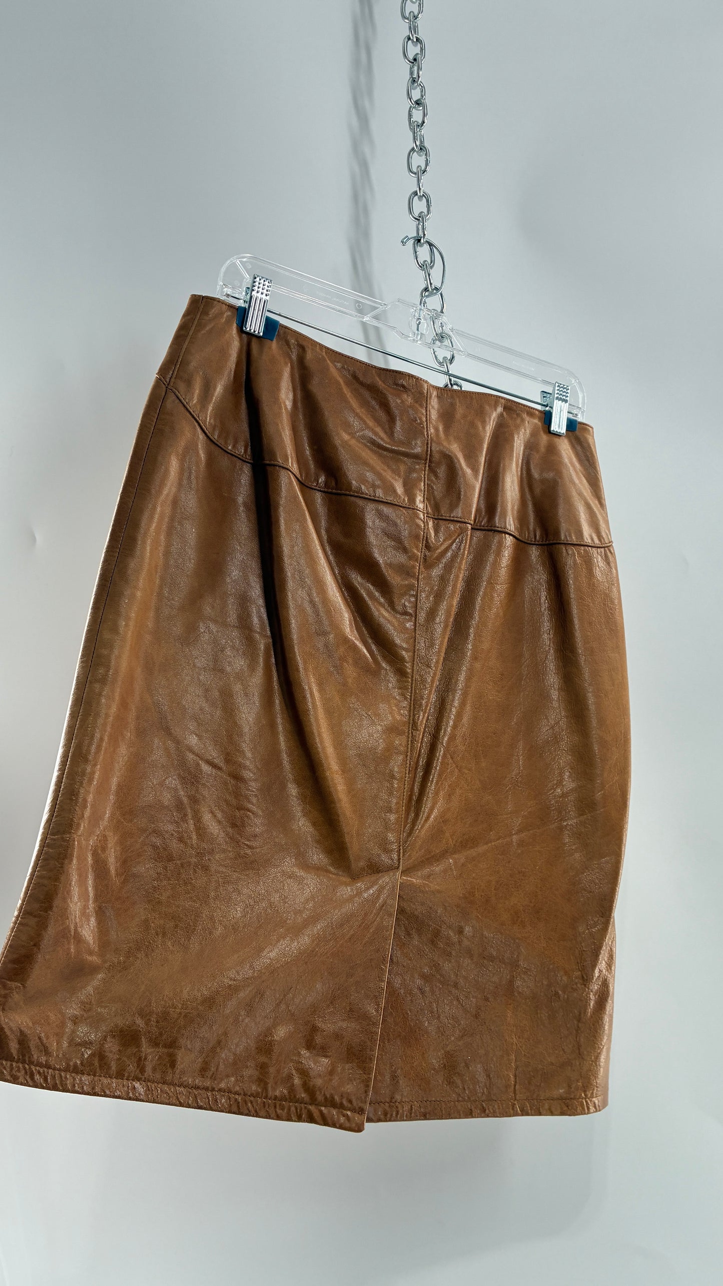 Vintage GAP Camel Leather Hip Skirt with Hip Detail (6)