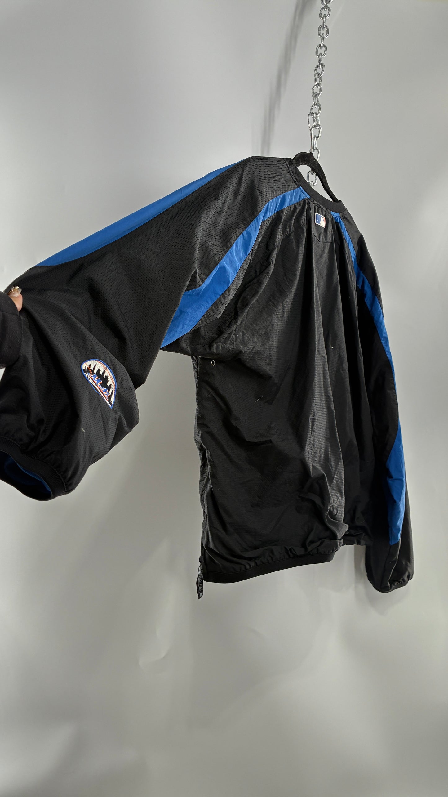 Vintage METS Men’s Windbreaker Sweater with Side Zippers and Pockets (XL)