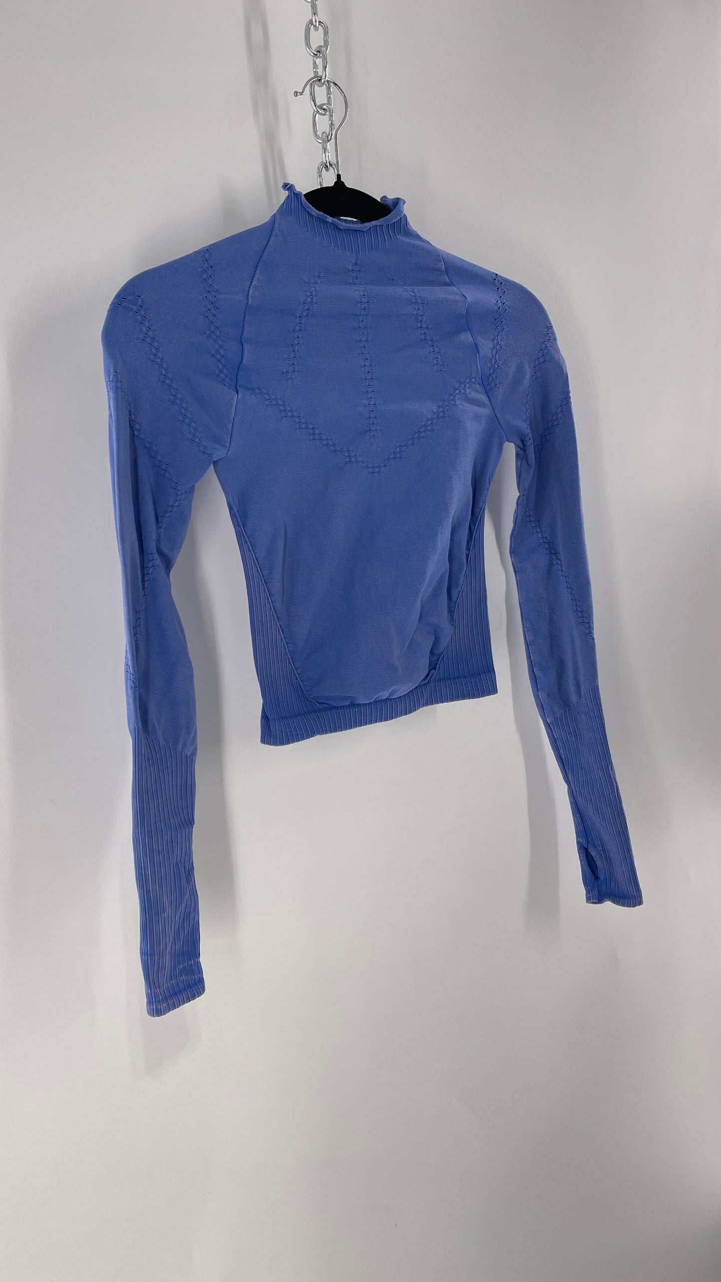 Free People Movement Spandex Perforated Blue Skim Top (XS/S)