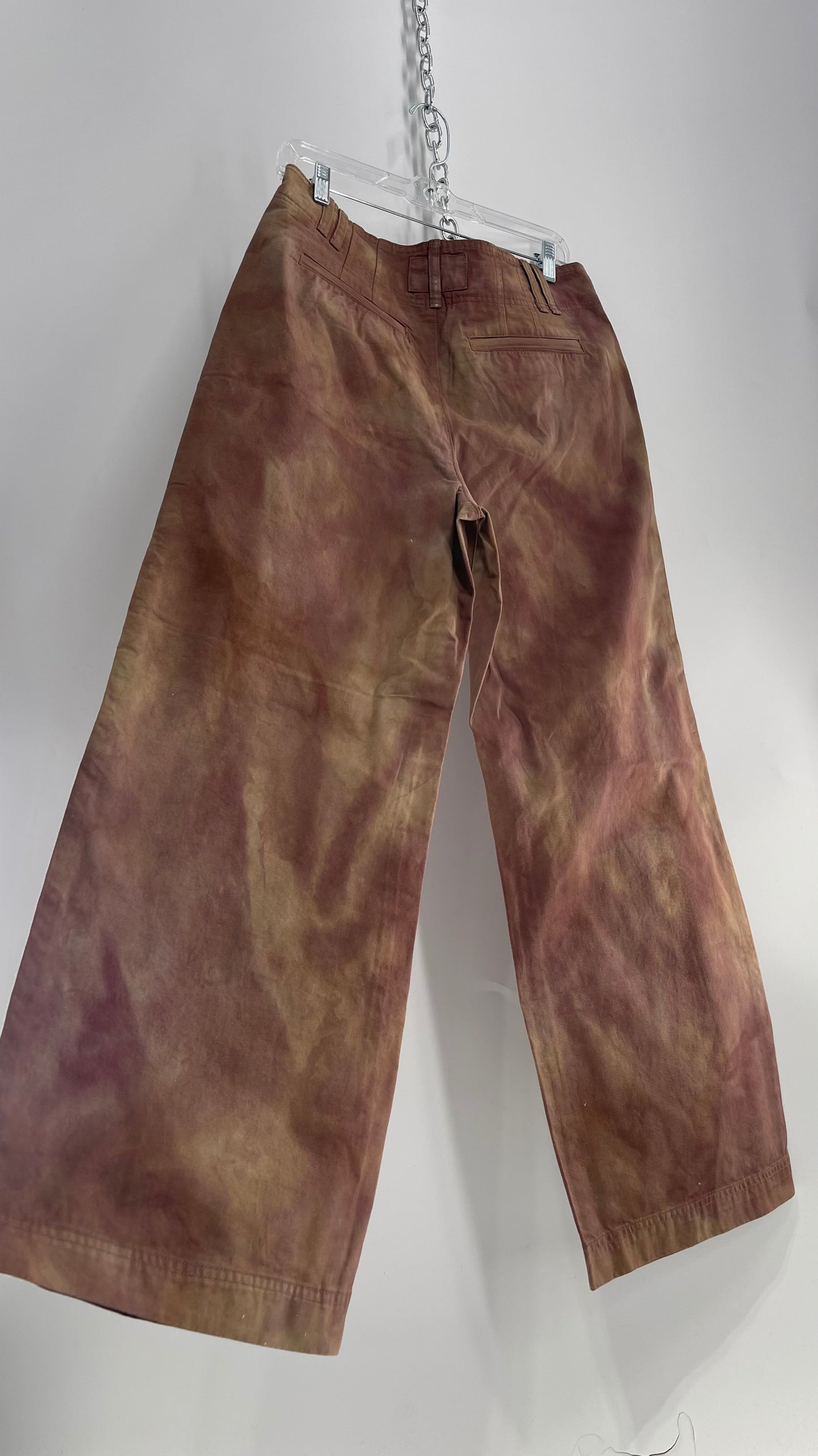 Free People Neutral Tone Tie Dye Baggy Carpenter Pant with Tags Attached (8)