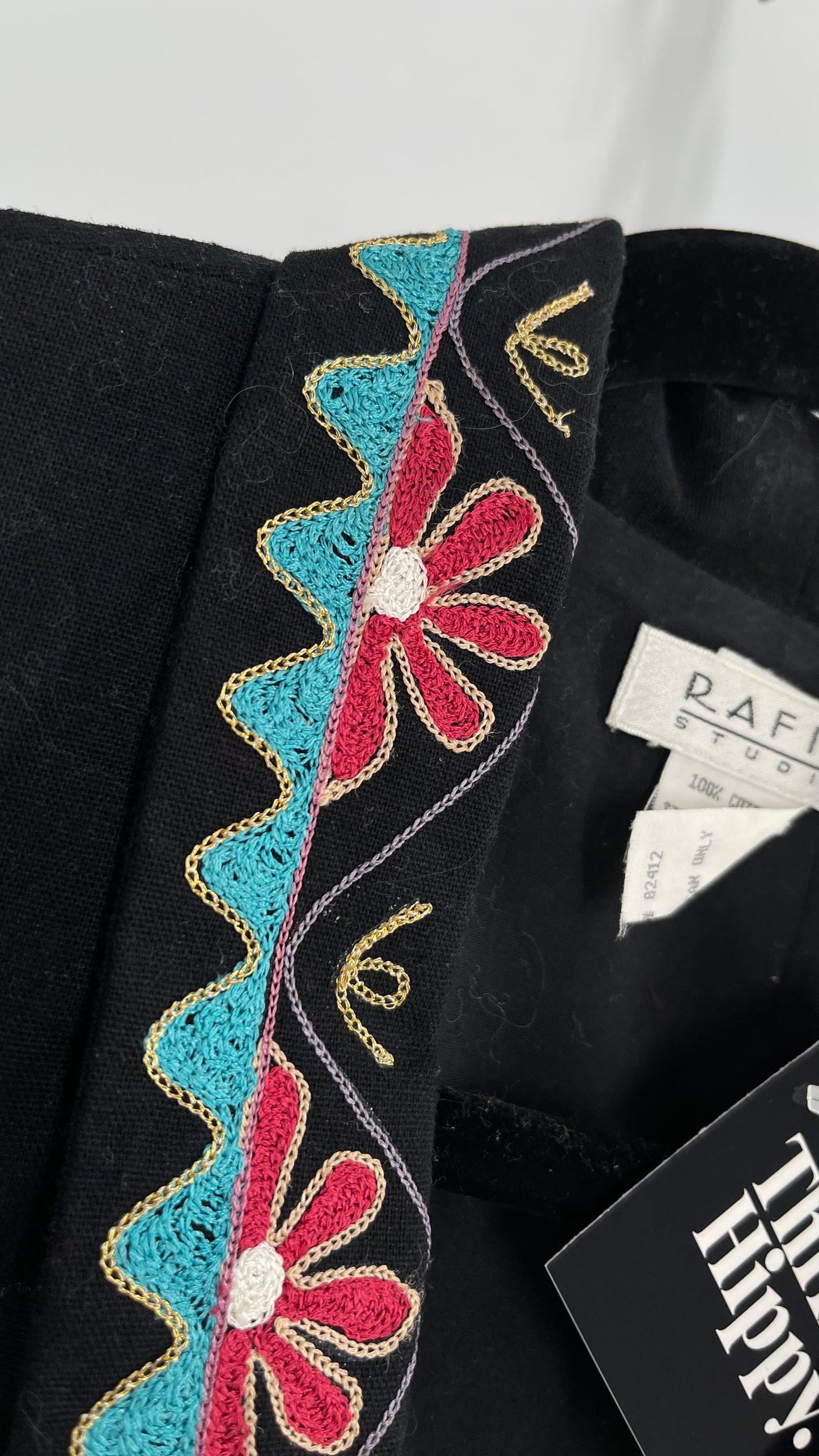 Vintage 1970s RÁFIA STUDIO Western Embroidered Jacket with Bronze Medallions (Medium)