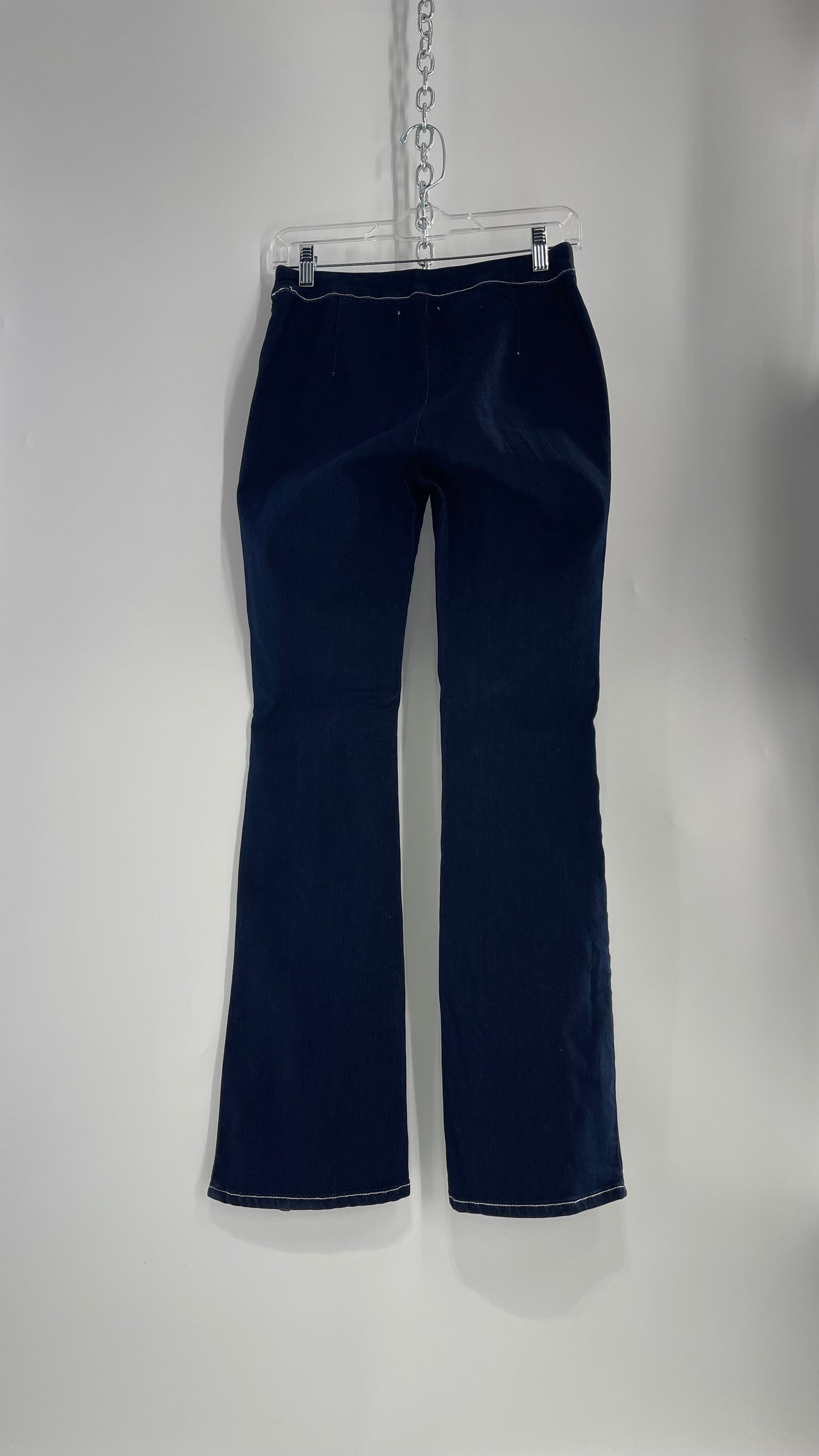 BDG Urban Outfitters Low Rise Dark Wash Jeans/Denim Kick Flares with White Contrast Stitch (26)