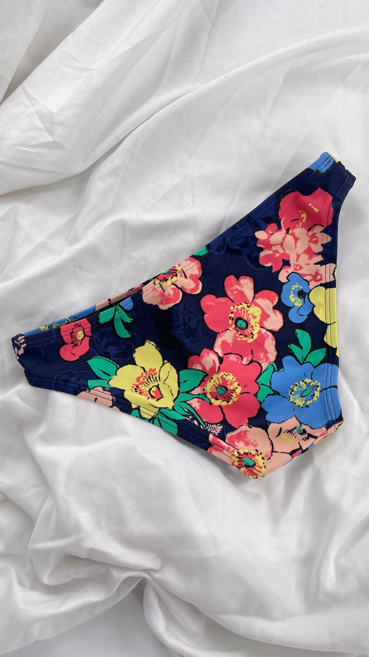 AERIE Navy Swim Bottoms with Contrasting Florals (XS)