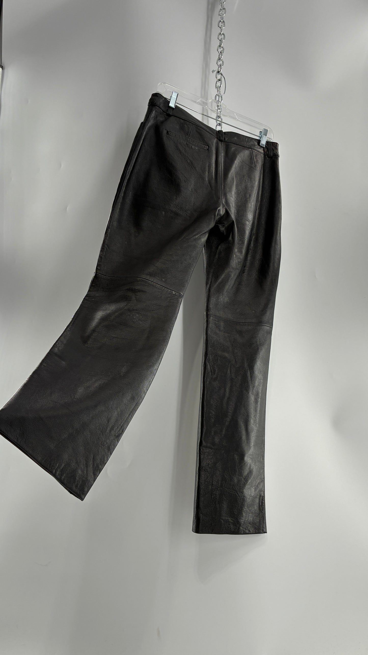 Vintage INC Black Soft Genuine Leather  Side Closure Pants (6)