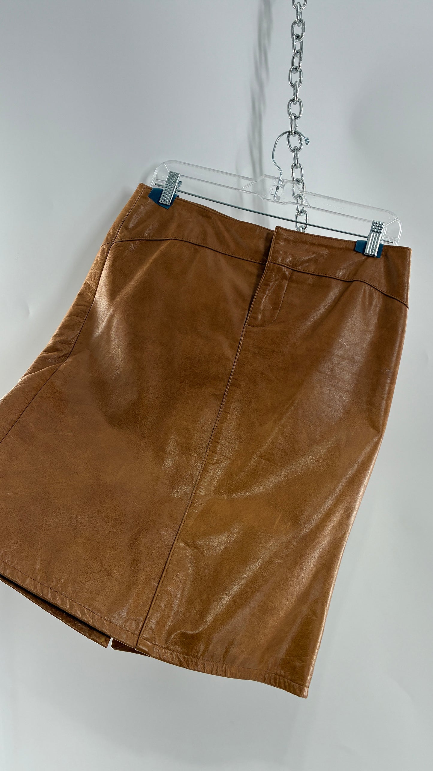 Vintage GAP Camel Leather Hip Skirt with Hip Detail (6)