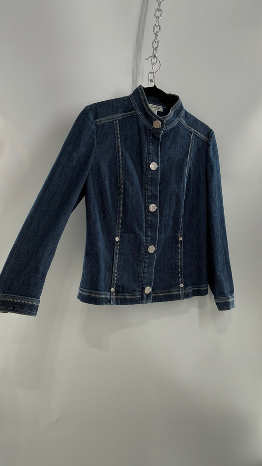 Vintage ST JOHN SPORT Medium Wash Denim Zip Up Jacket (Small)