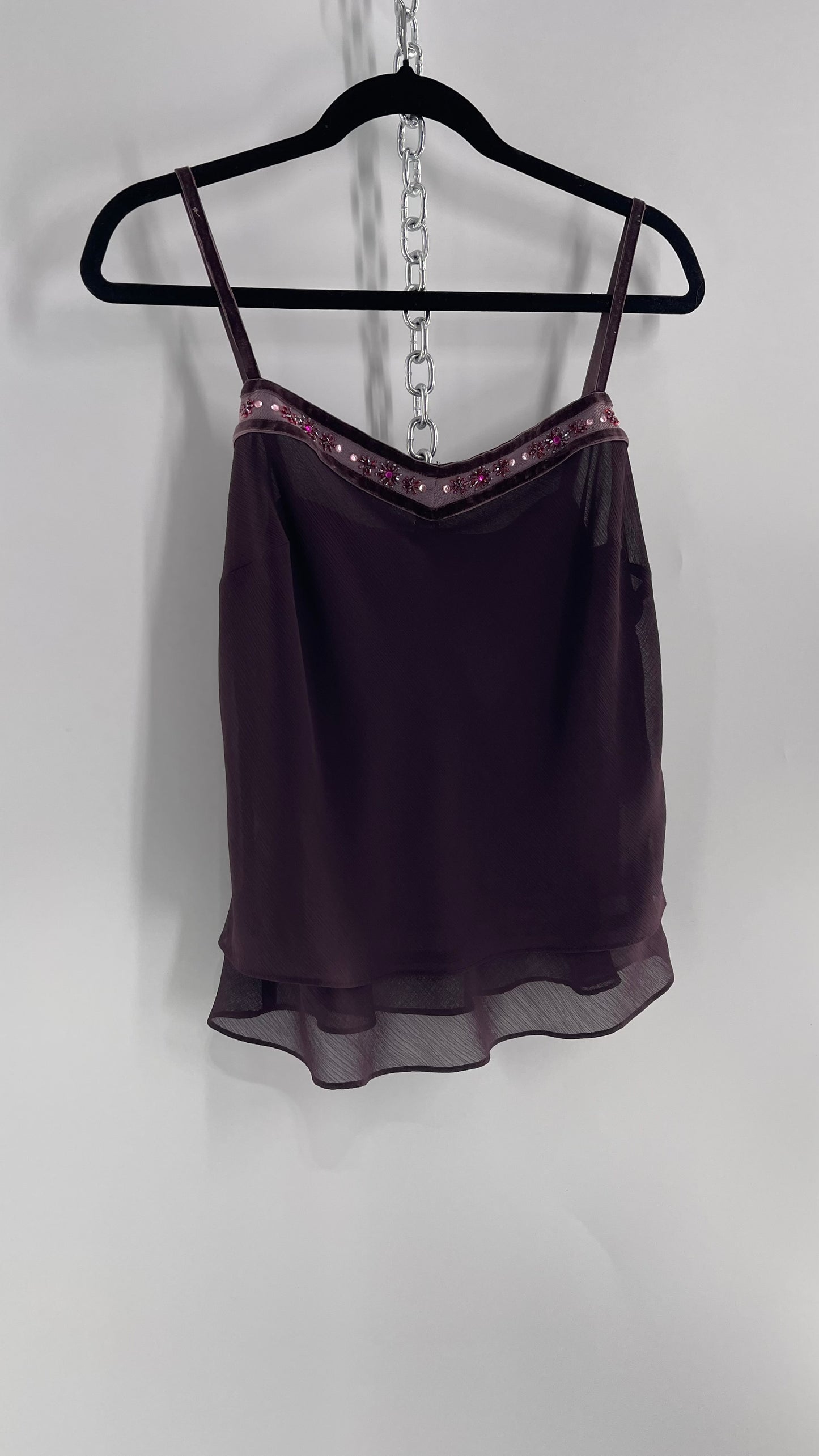 Vintage Plum Tank with Beaded Velvet Lace Neckline (8)