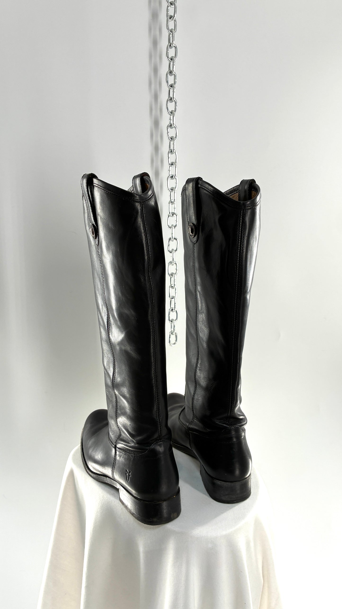 Vintage FRYE Melissa Tall Black Leather Button Boot Made in Mexico (7.5)