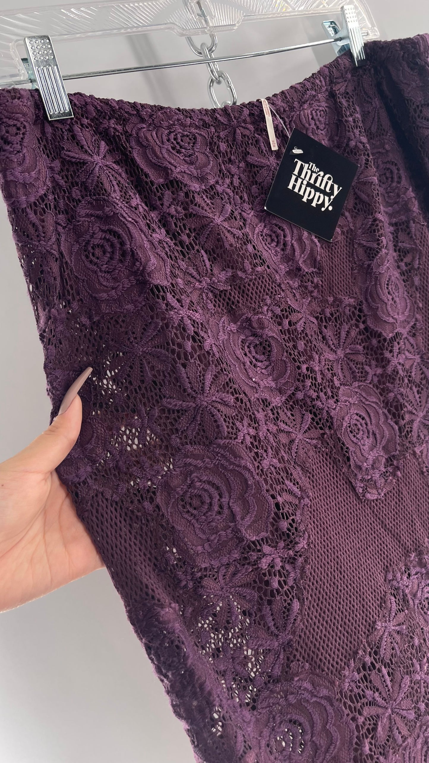 Free People Plum/Purple Lace Mesh Skirt with Tags Attached (Medium)