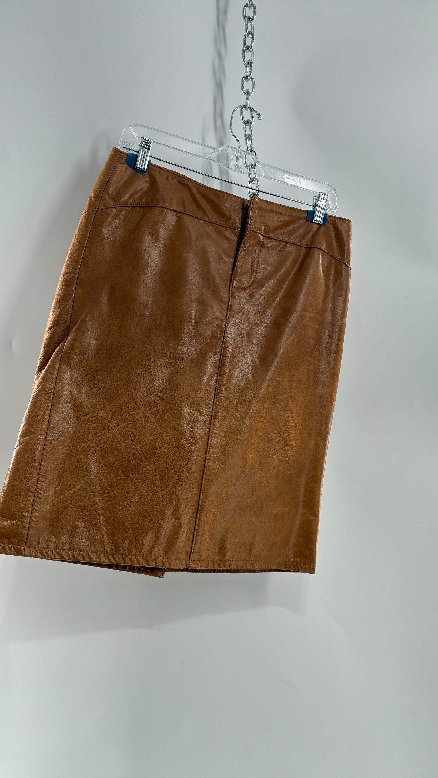 Vintage GAP Camel Leather Hip Skirt with Hip Detail (6)