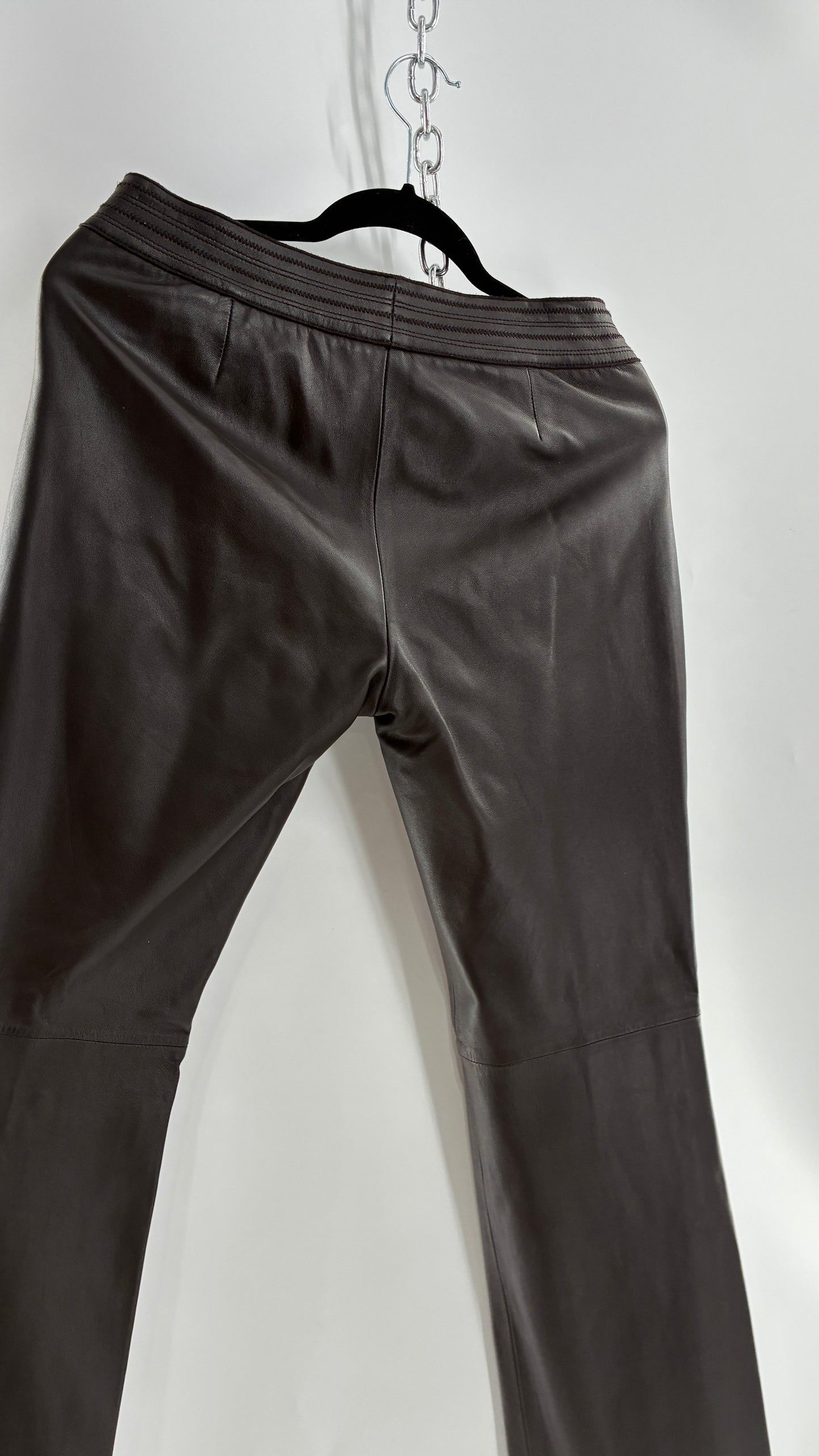 Vintage ETCETERA Deep Brown Low Waisted Embroidered, Side Closure Pants with Bootcut Hem (4)