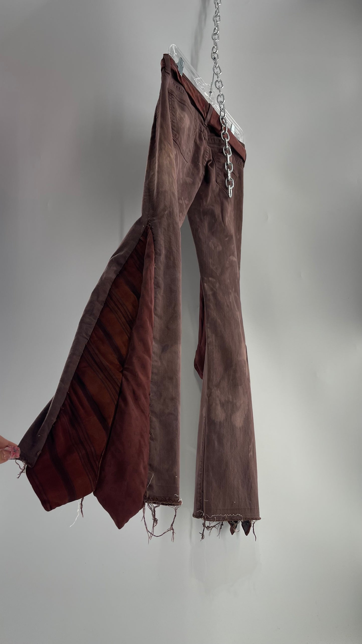 Custom Brown Tie Side Bell Bottom Kick Flare Pants (27)