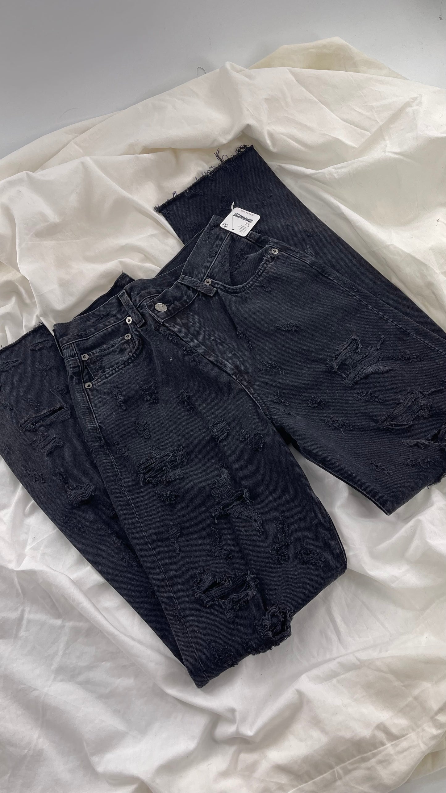 Free People Grey/Black Distressed Jeans with Tags Attached (24)