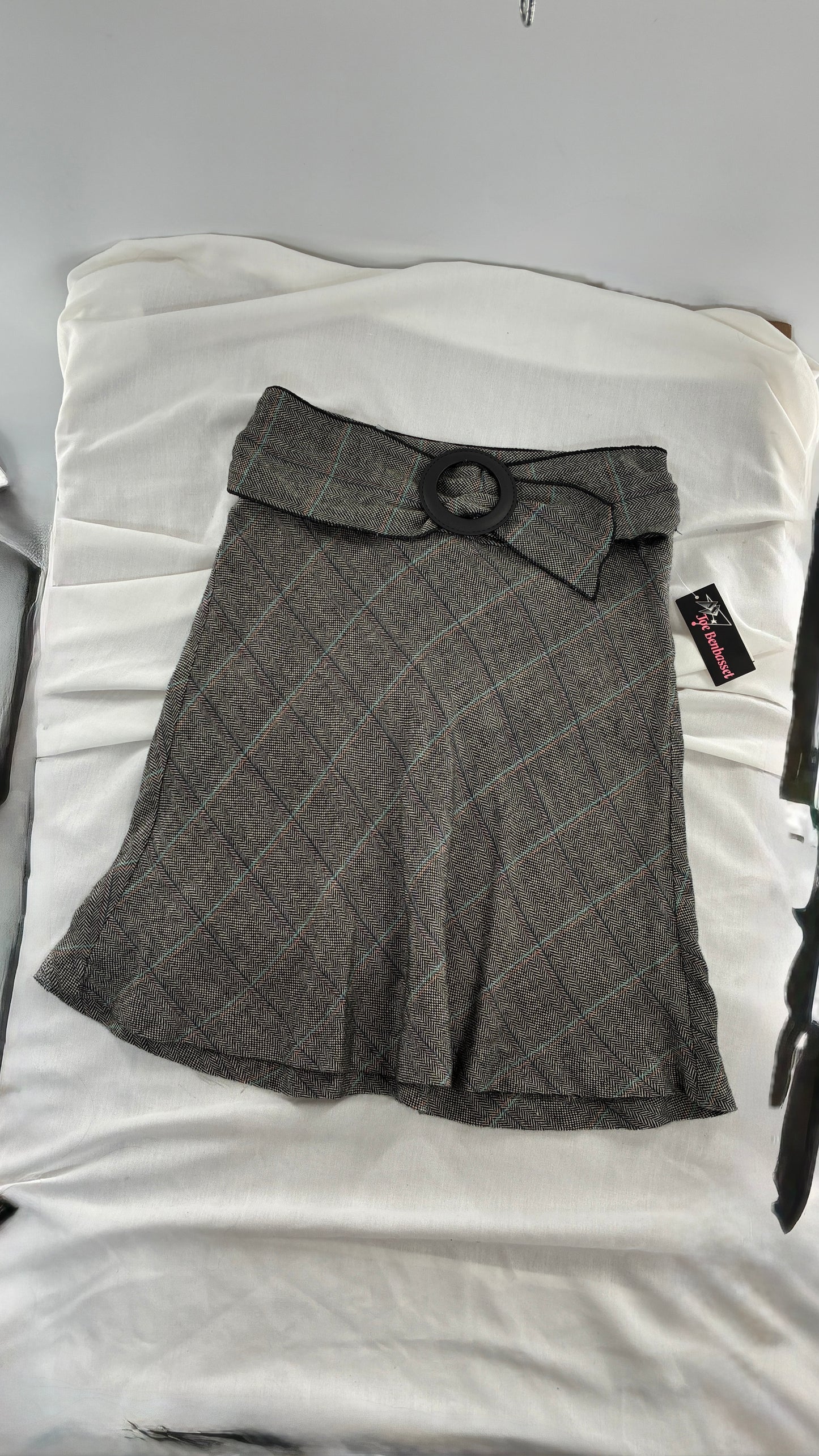 Deadstock Vintage JOE BENBASSET Plaid Skirt with Sash and Buckle (7)