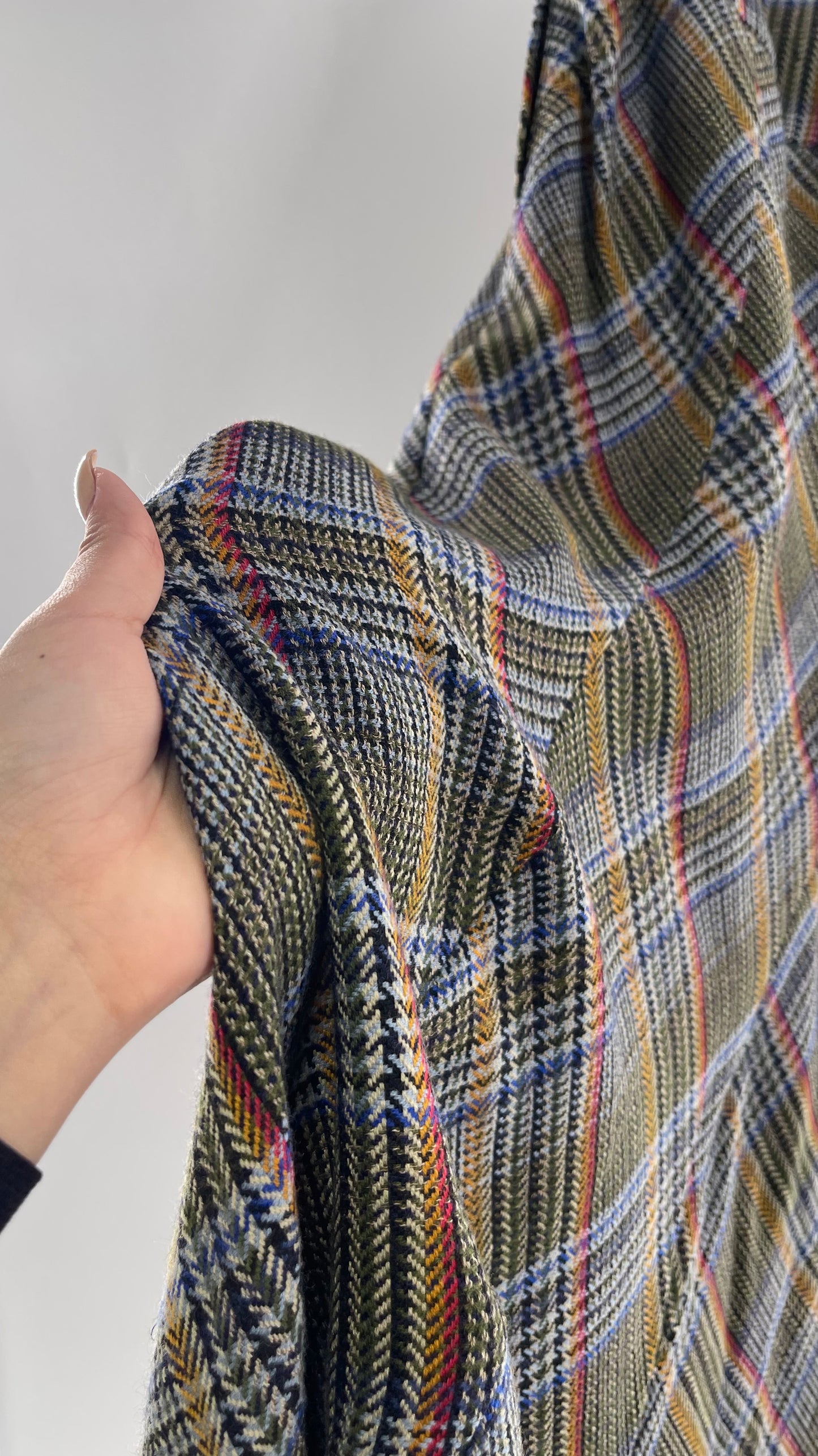 Elevenses 87% Wool Plaid Asymmetric Swirl Seam and Pleated Voluminous Hem  (0)