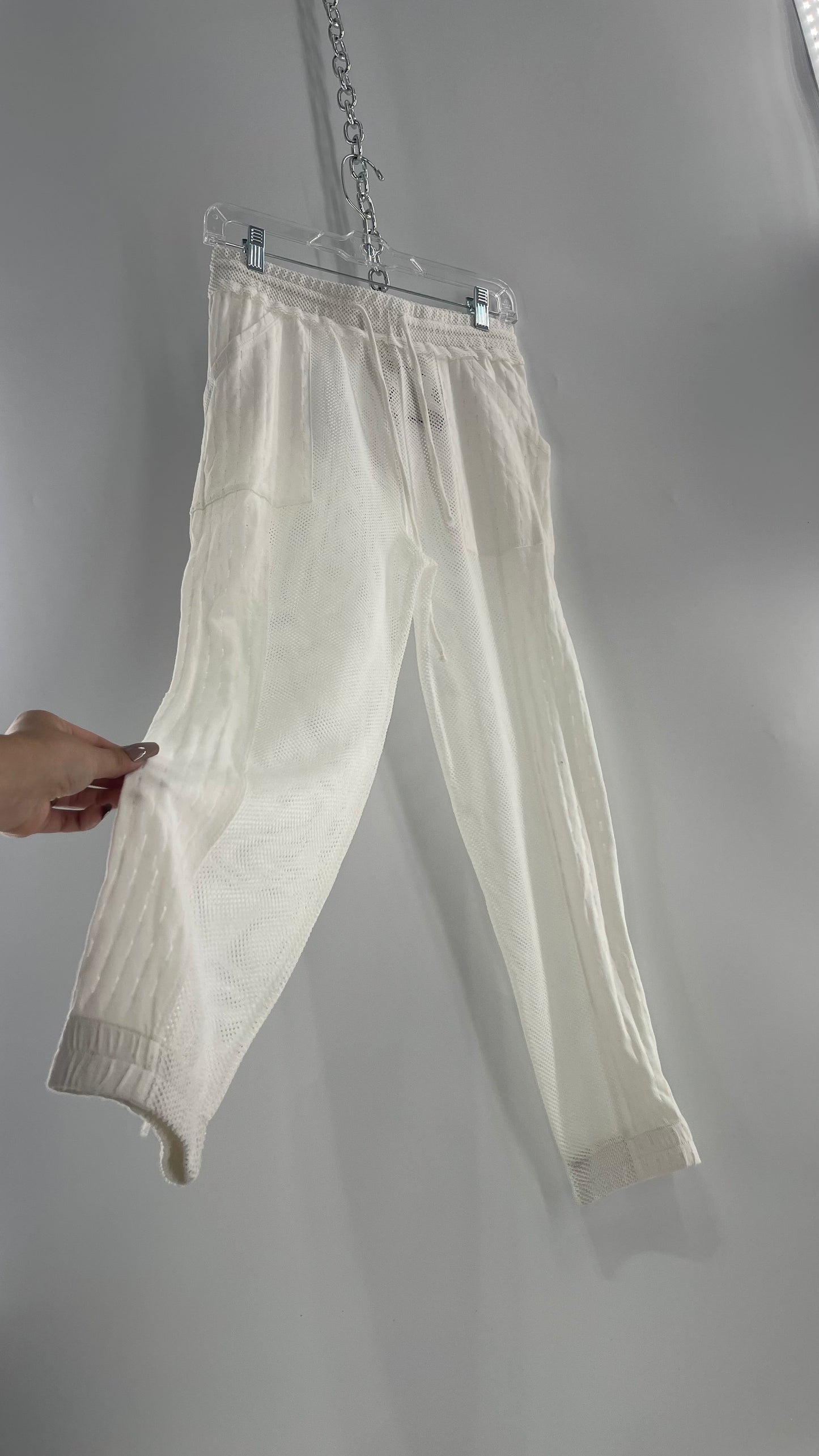 Free People Movement White Mesh Patchwork Lounge/Athletic Pants (XS)