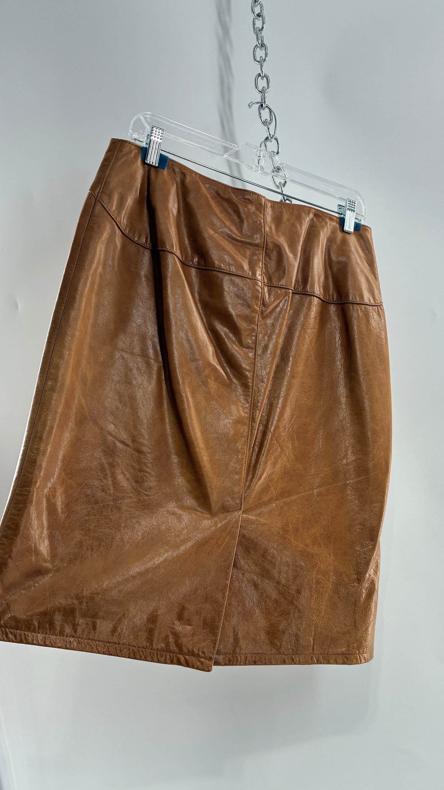 Vintage GAP Camel Leather Hip Skirt with Hip Detail (6)
