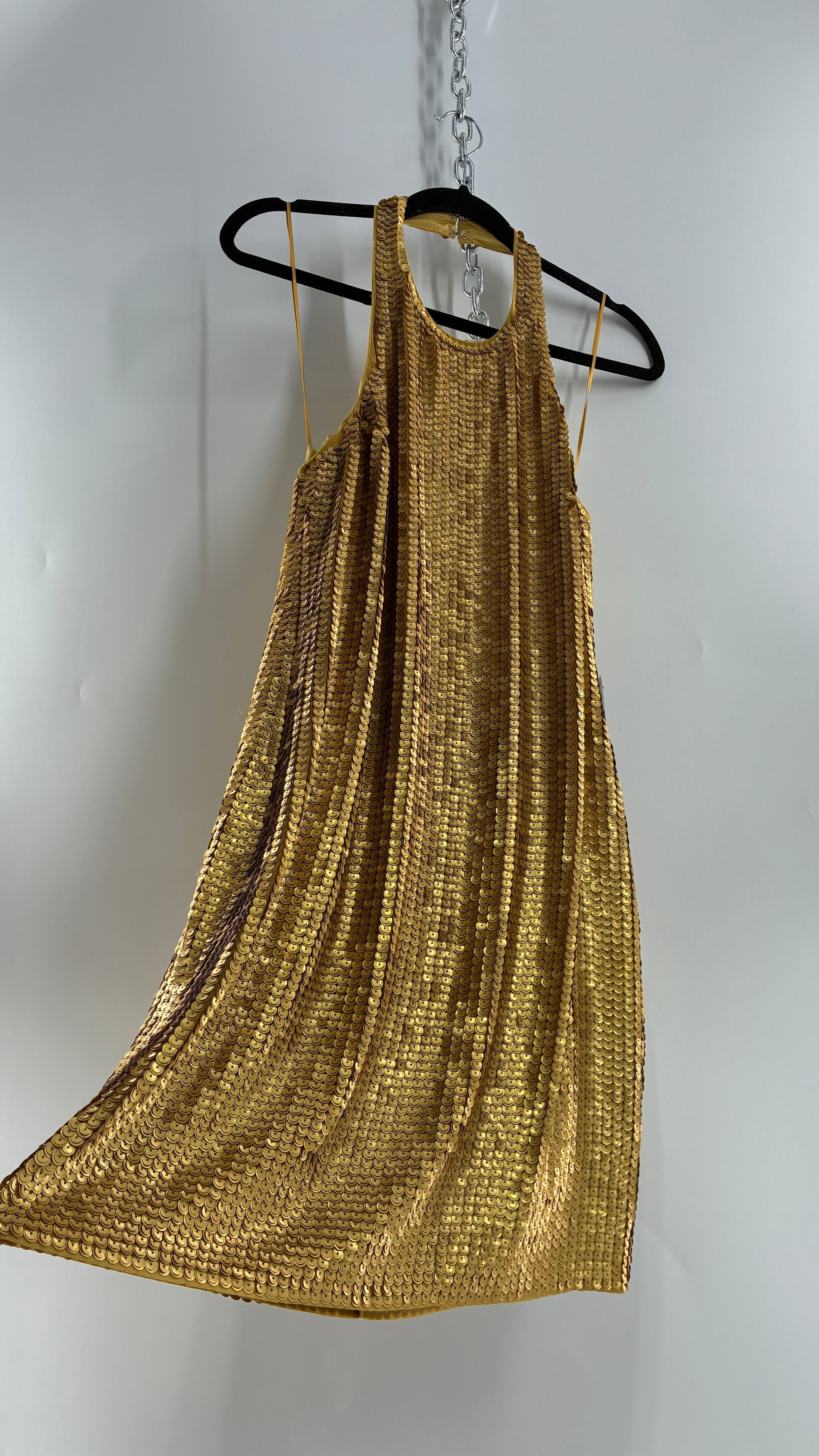 express sequin dress gold Express Gold Sequin Open Shoulder Dresss