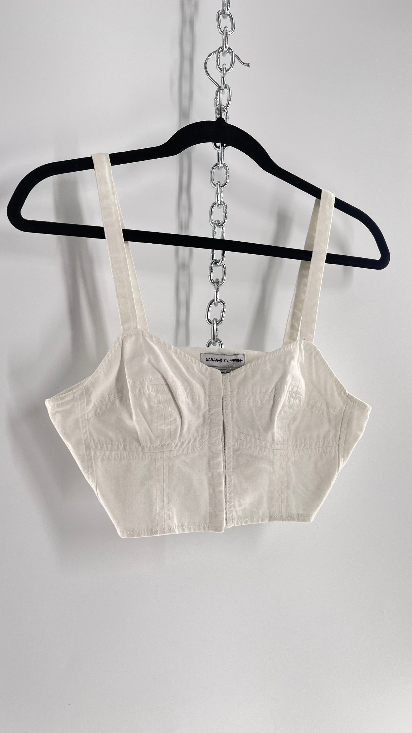 Urban Outfitters White Denim Eyelet Closure Corset Front (M)