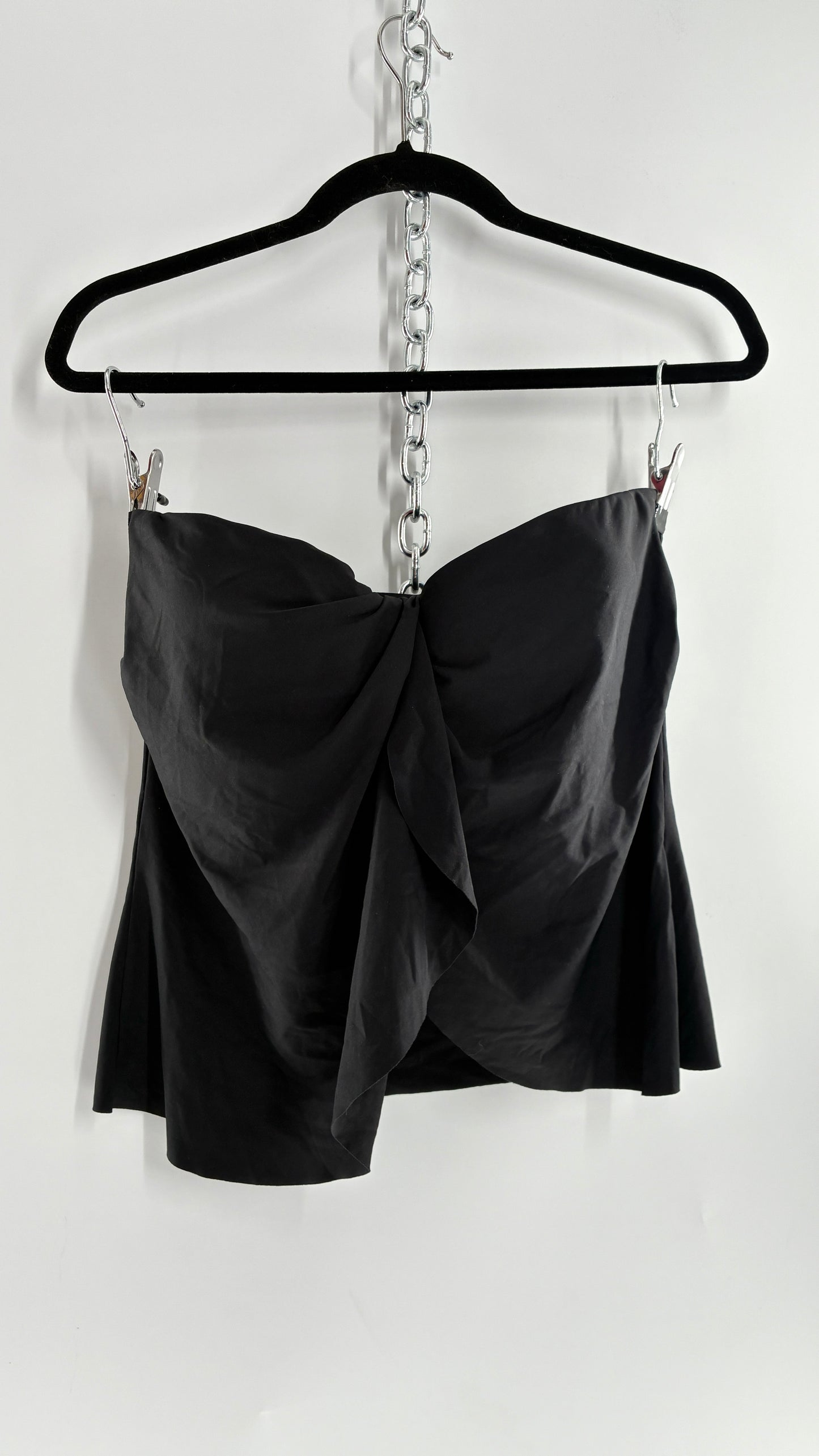 Vintage VINCE CAMUTO Black Strapless Draped Tube Top with Built in Bra (Medium)