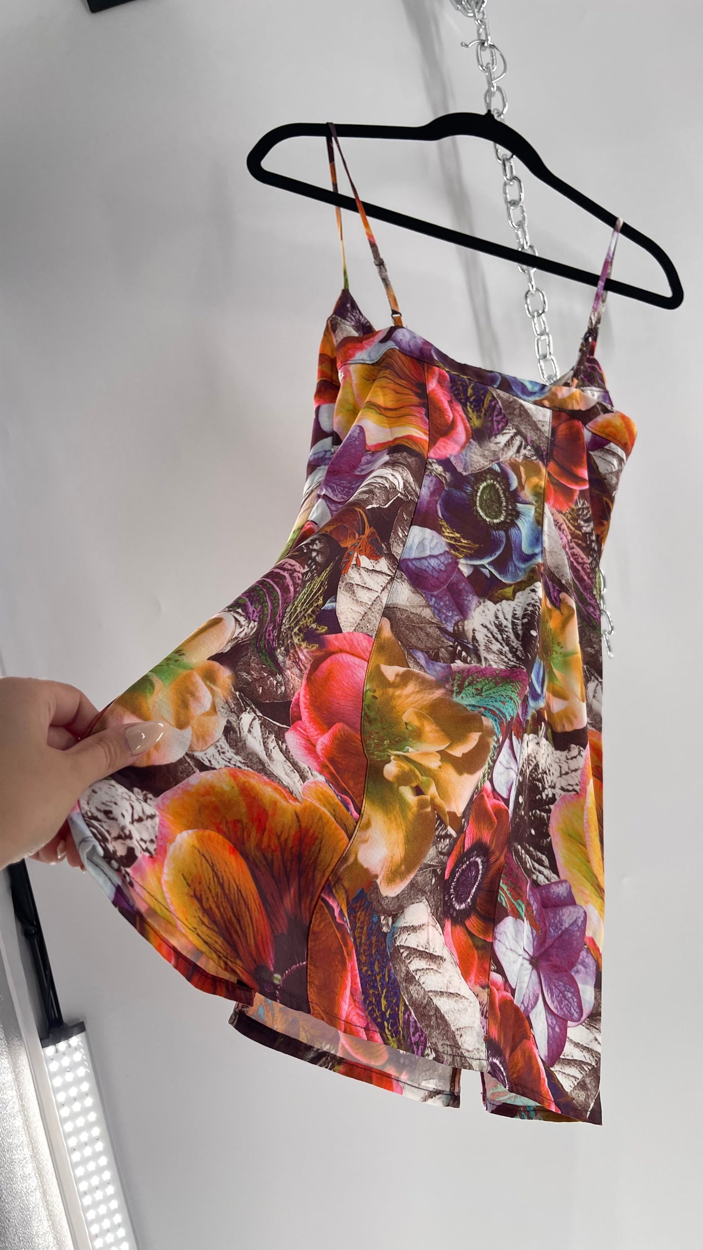 Urban Outfitters Colorful Floral Graphic Psychedelic Mini Dress (XS)