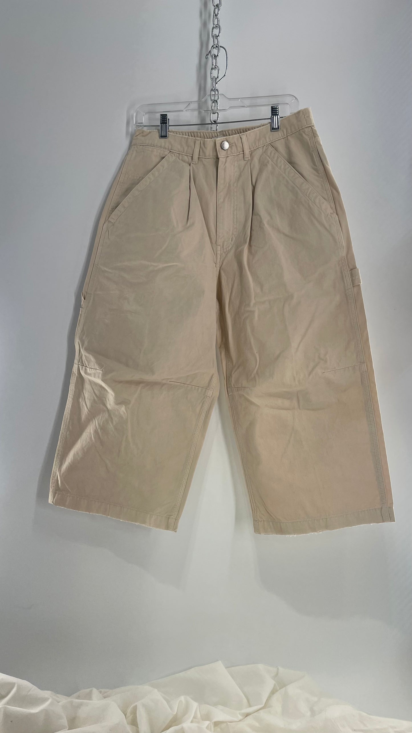 BDG Cropped Beige Baggy Wide Leg Cargos (6)