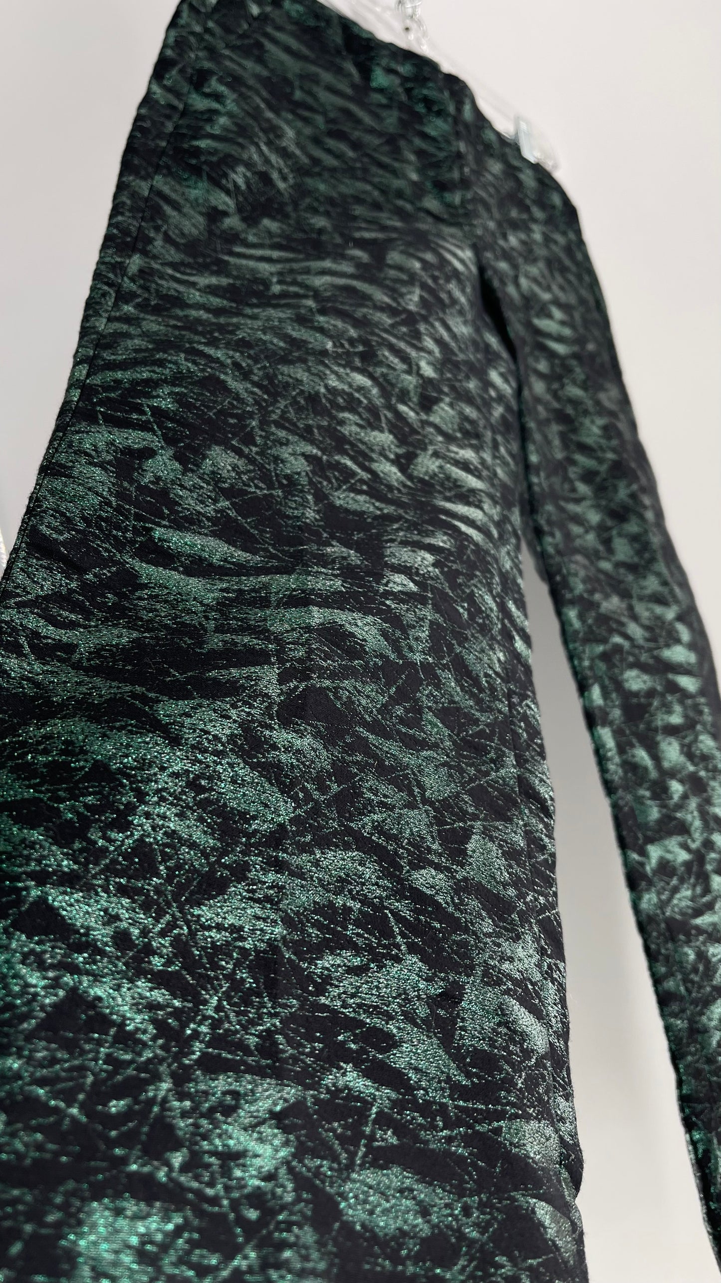 JCREW Metallic Jacquard Green and Black Trouser (2)