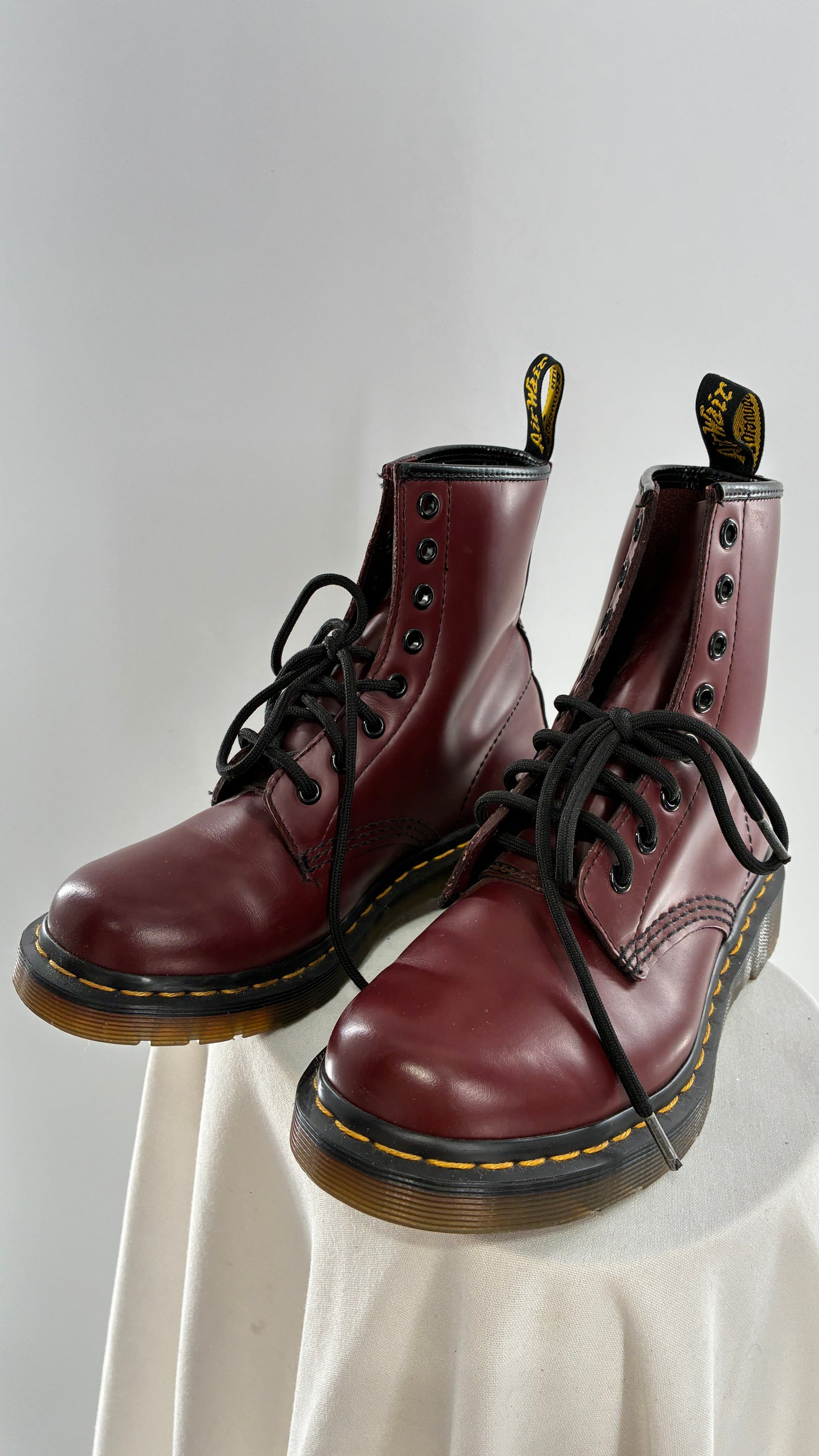 Vintage Dr. Martens Burgundy Maroon Combat Boots (6L)
