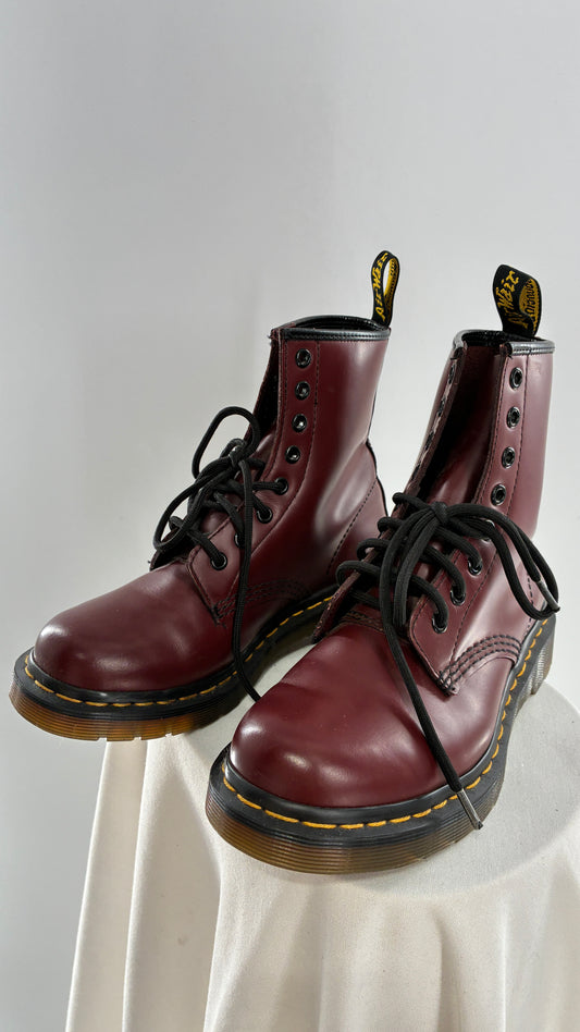 Vintage Dr. Martens Burgundy Maroon Combat Boots (6L)