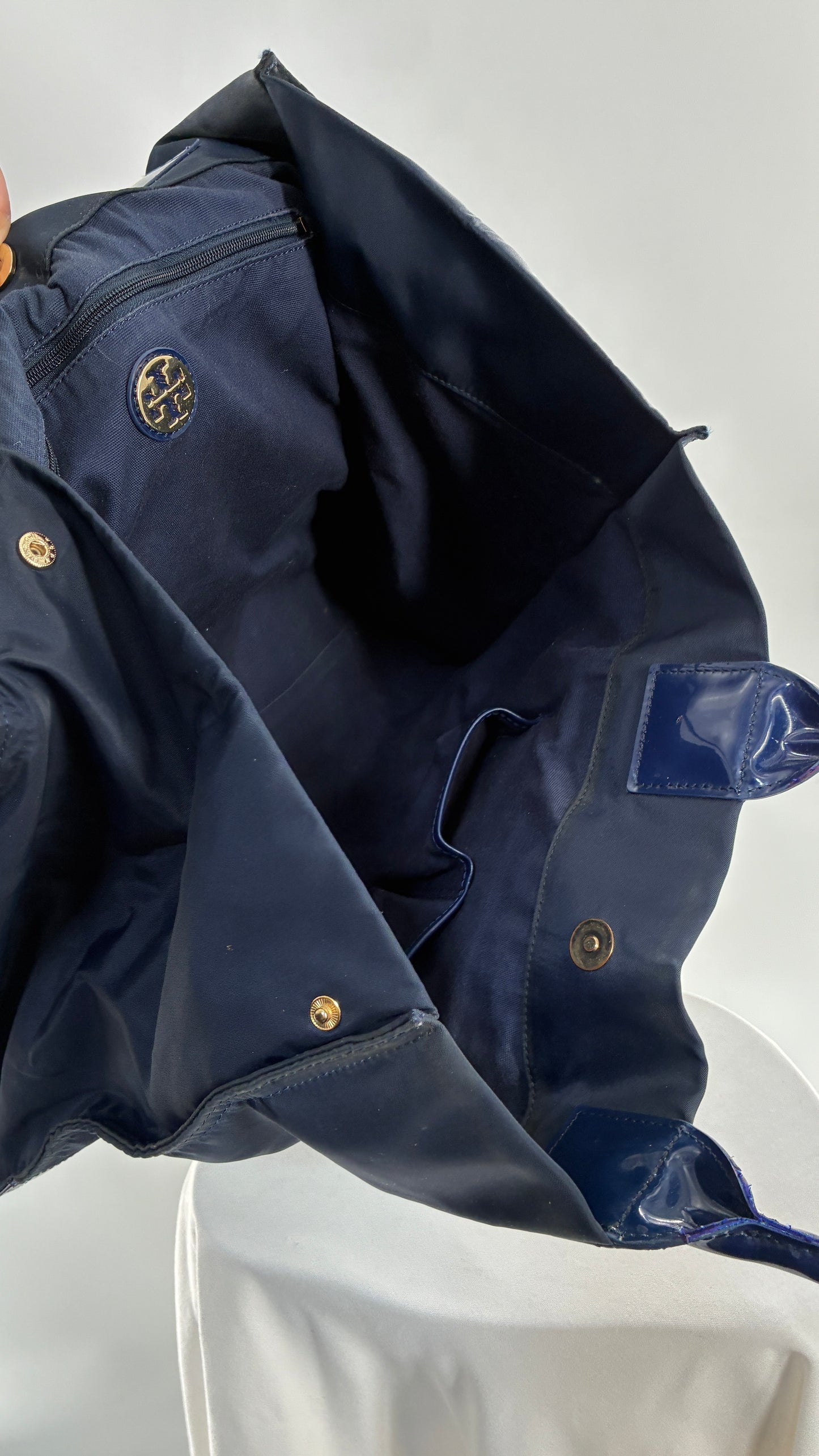 Vintage Tory Burch Navy Blue Ella Tote