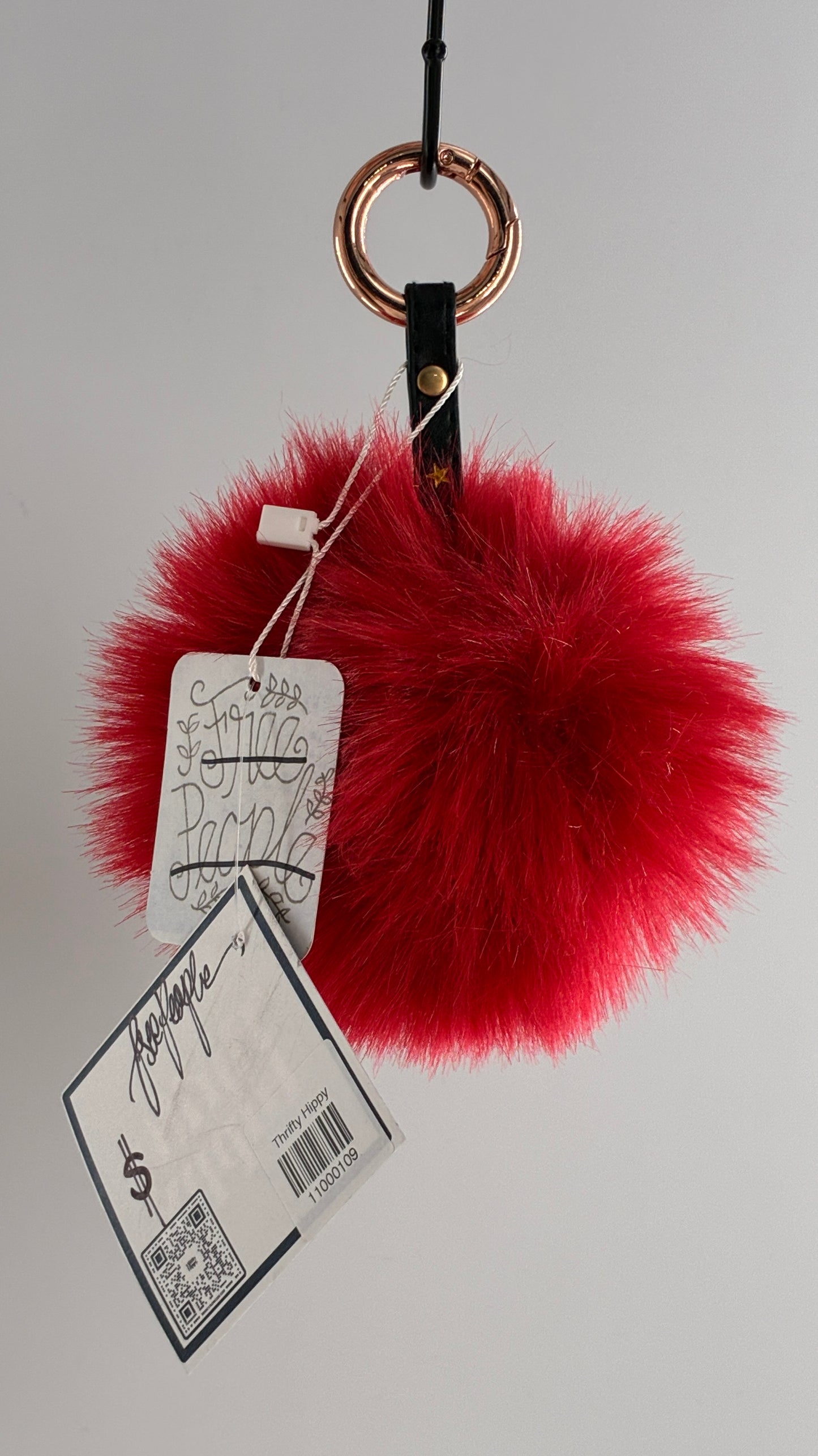 Free People Red PomPom Keychain