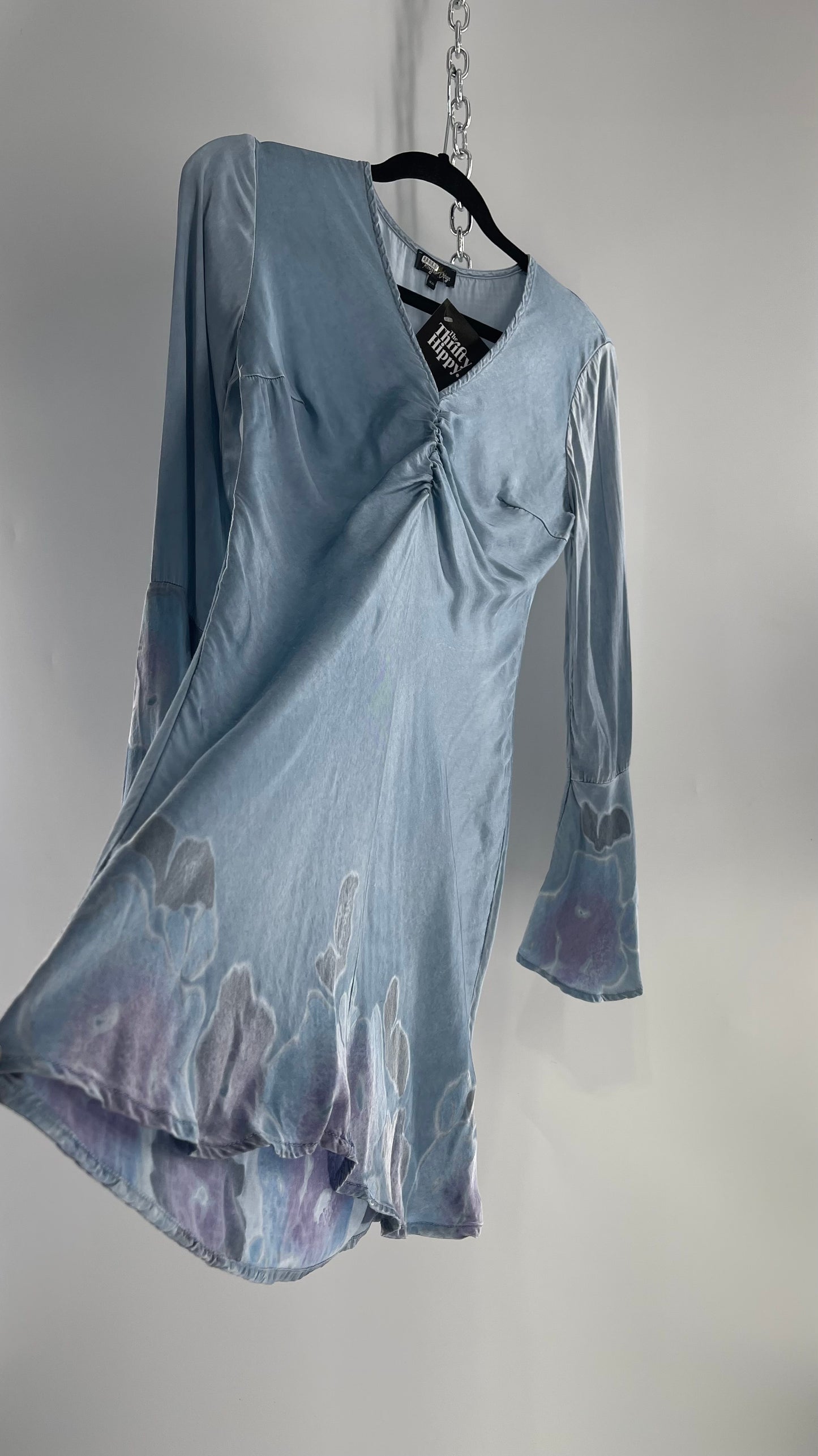 Rays for Days Powder Blue Silky Bell Sleeve Dress (XS)